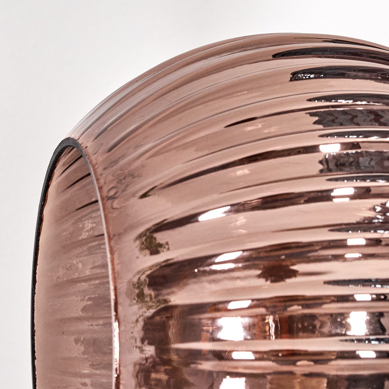 hofstein Stehlampe Stehlampe aus Metall/Riffelglas in Schwarz/Grün/Blau/Kupfer, E14, ohne Leuchtmittel, Stehleuchte im Retro-Design mit Glasschirmen u. Fußschalter (15 cm)