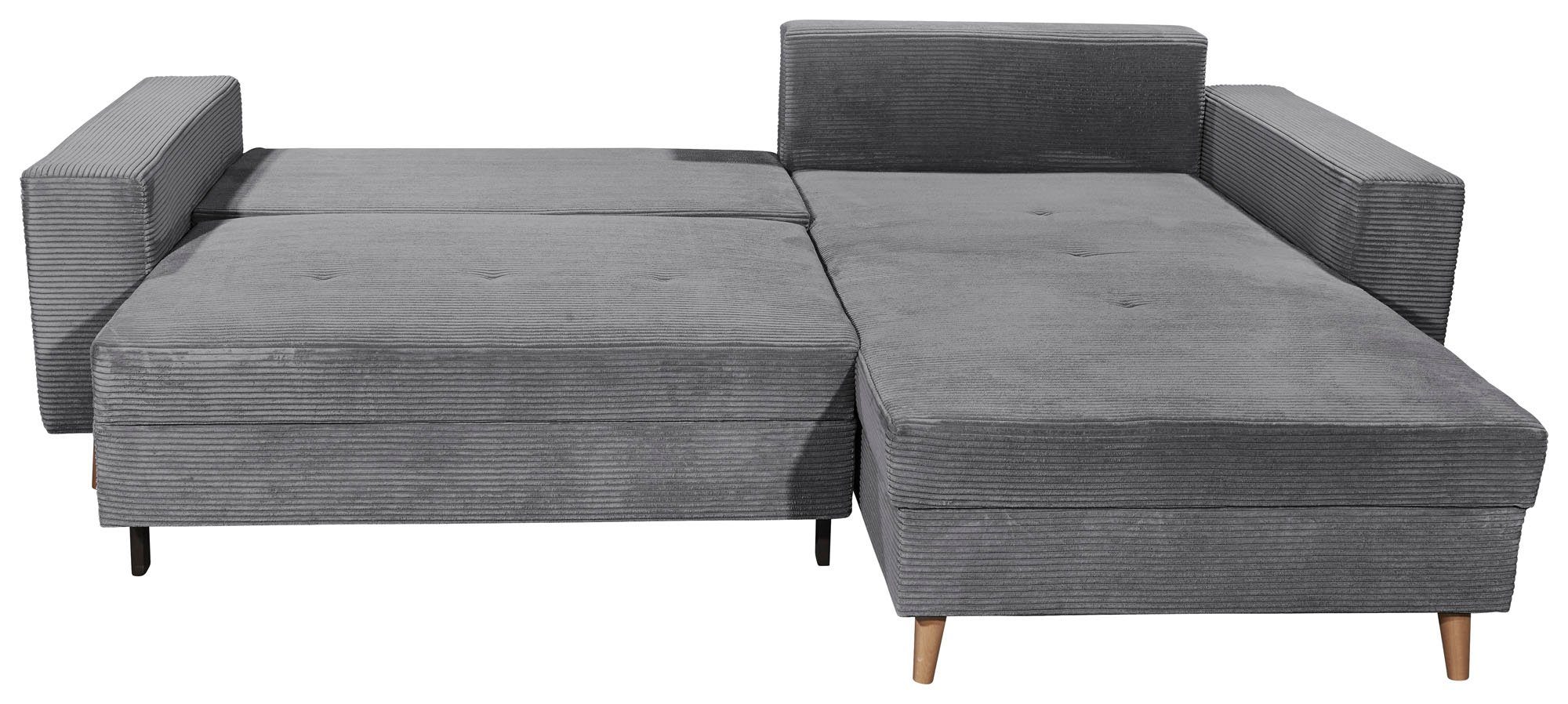 Bettfunktion ED Ecksofa Zierkissen und inkl. DESIGN frei Teile, EXCITING Larina, dunkelgrau Rücken- & stellbar, Bettkasten, 2