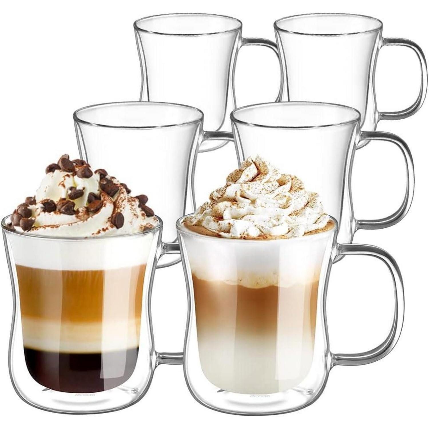 LuxusKollektion Latte-Macchiato-Glas Doppelwandige Latte Macchiato Gläser Set 6er 350ml Borosilikatglas mit