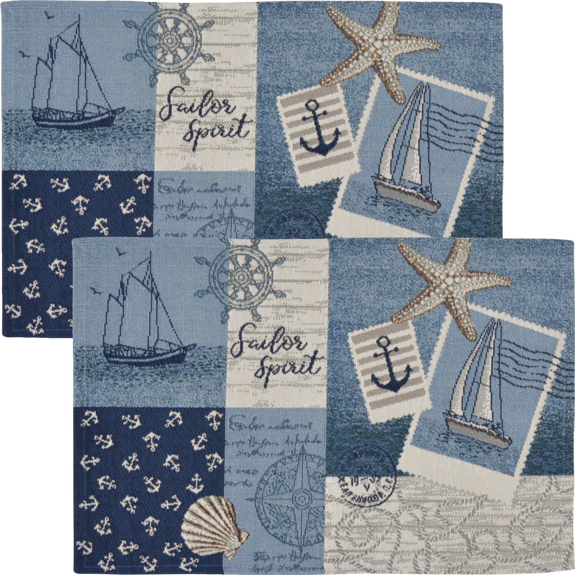 Platzset, Tischset "Sailor Patch" 2er-Pack, sander table + home, (2-St), Gobelin Motiv