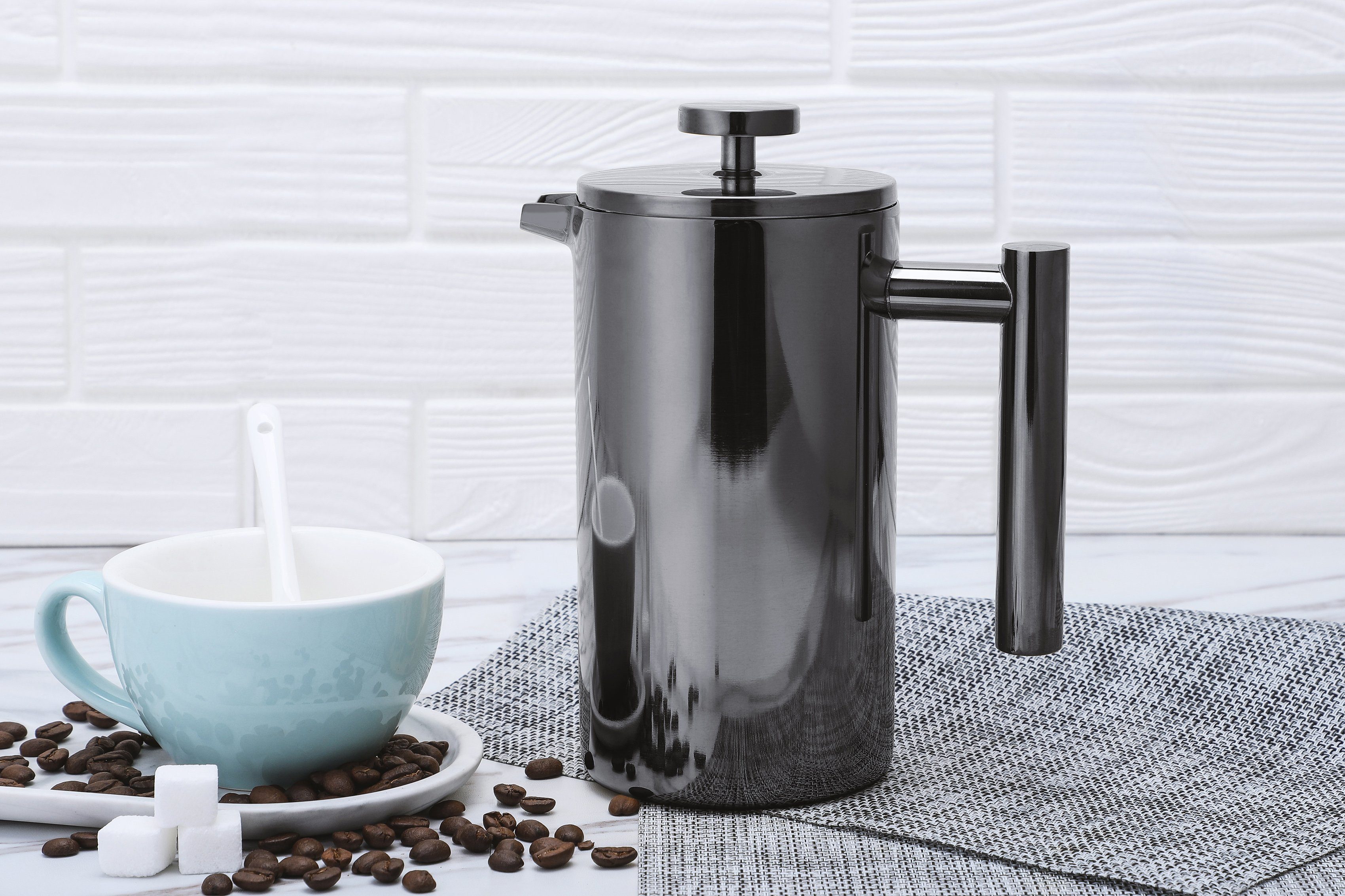 Kaffeebereiter schwarz Kaffeekanne, ., ECHTWERK 0,8l Pressfilter, mit doppelwandiger Edelstahl, isoliert Press French Kanne