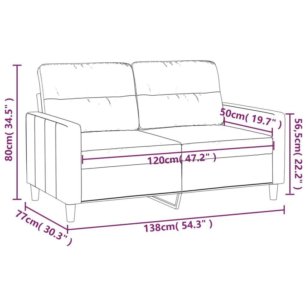 vidaXL Sofa 2-Sitzer-Sofa Hellgrau 120 Stoff cm