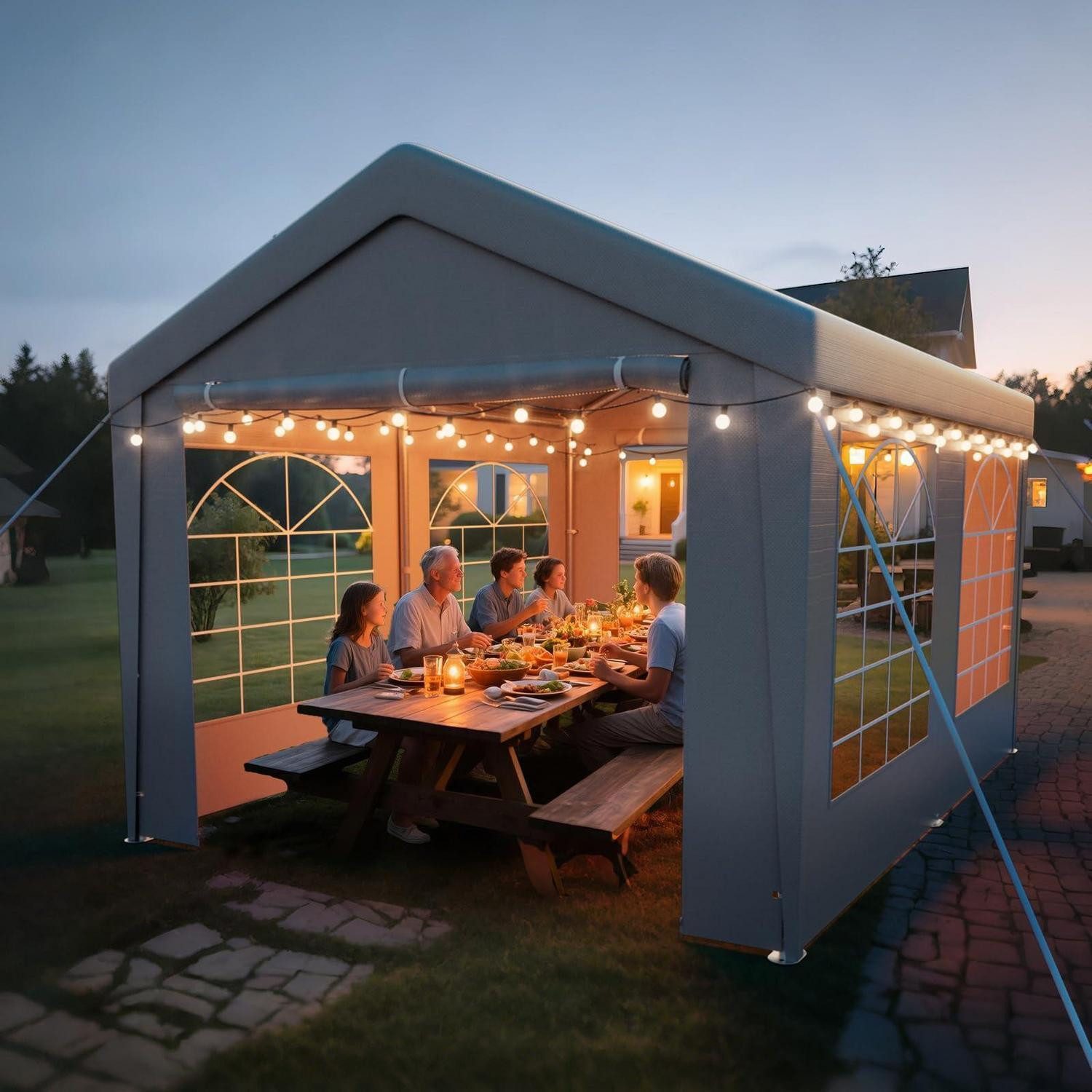 LuxusKollektion Partyzelt Partyzelt 3x4m Grau Wasserdicht Stabil