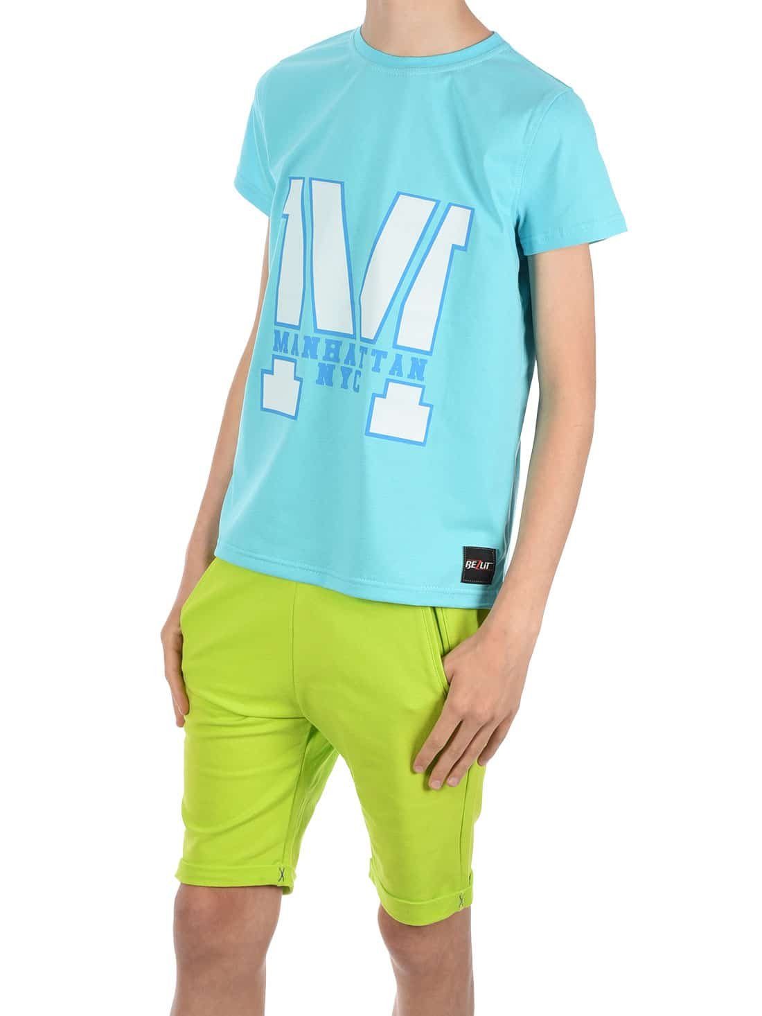 BEZLIT T-Shirt & Shorts elastischem Grün mit Shorts Bund Türkis / (1-tlg) T-Shirt Set Jungen