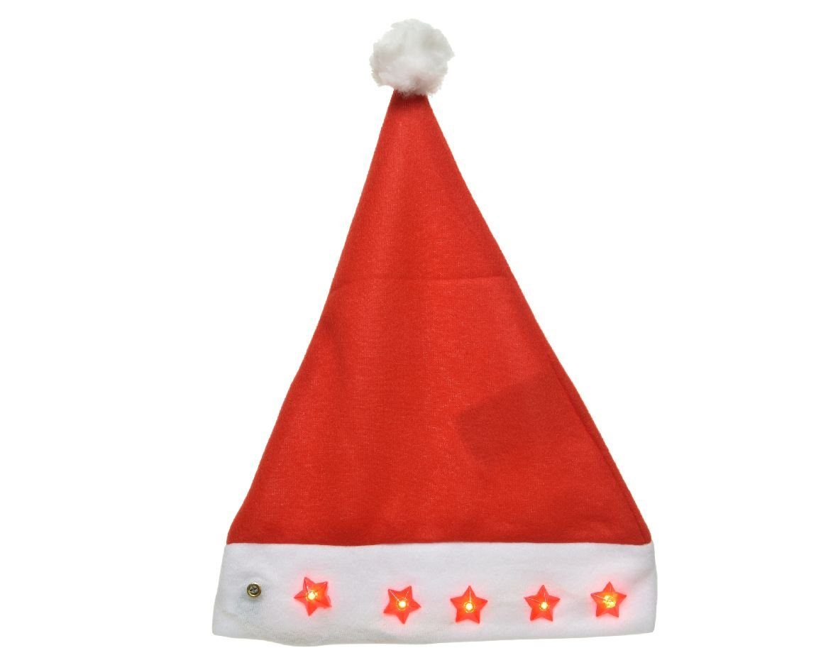 Kaemingk Weihnachtsfigur Kaemingk Weihnachtsmannmütze mit Sternen rot 40 cm