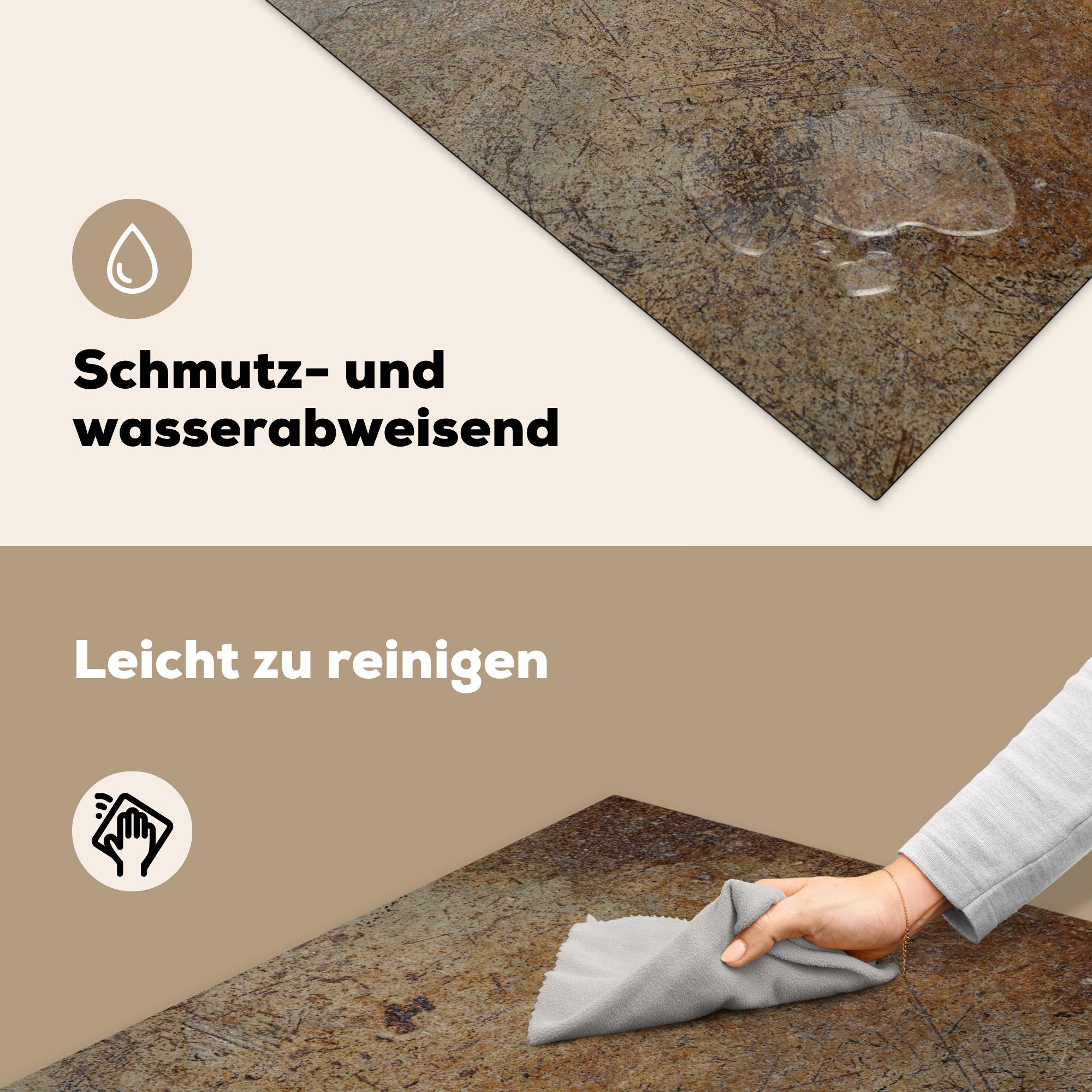 Vinyl, Rost Schwarz, Herdblende-/Abdeckplatte 78x78 Beton küche cm, (1 MuchoWow - für tlg), Ceranfeldabdeckung, Arbeitsplatte -