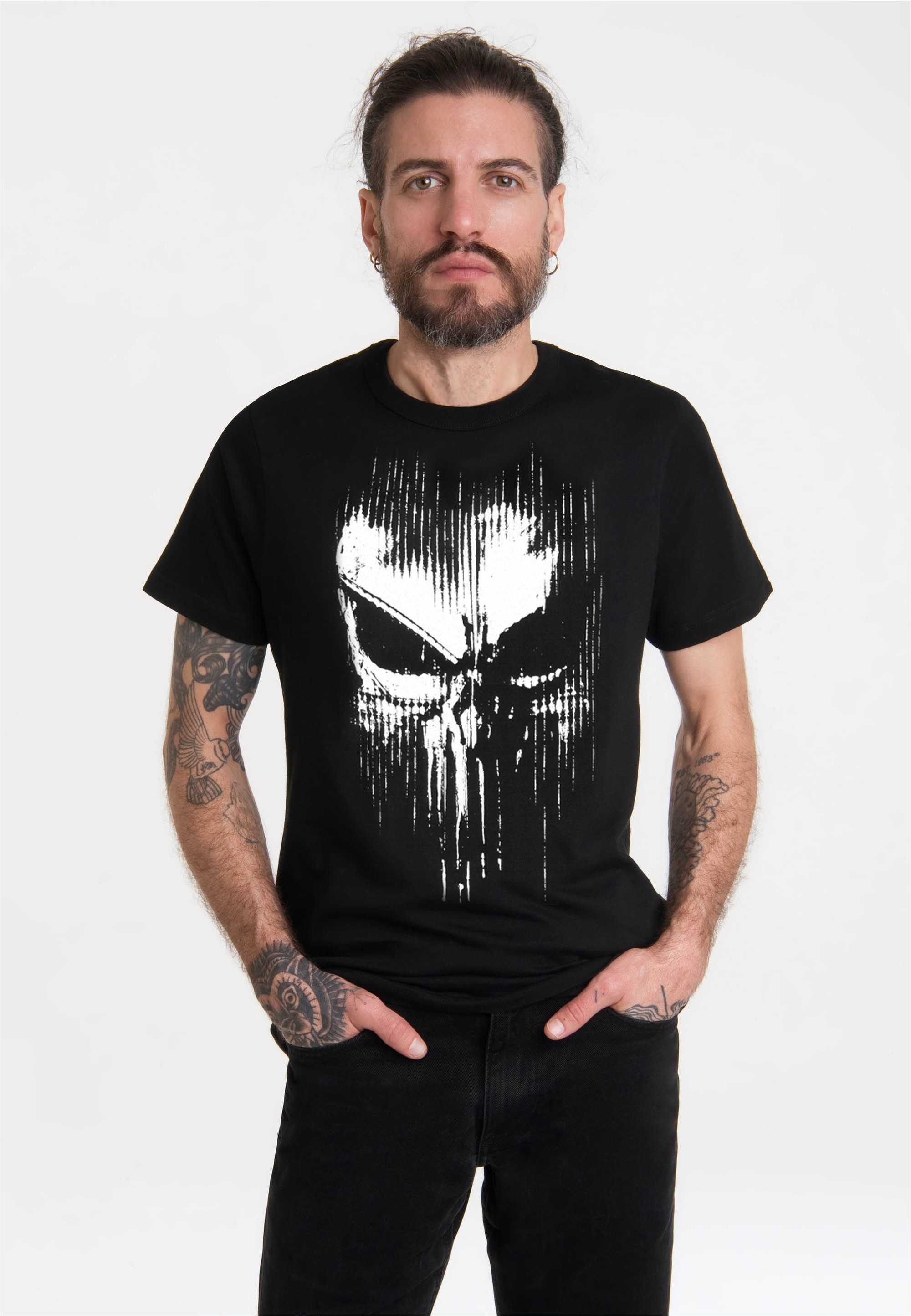 LOGOSHIRT T-Shirt Marvel - Punisher Striped Skull mit coolem Print günstig online kaufen