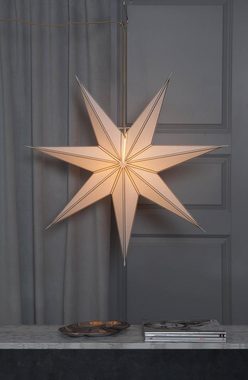 STAR TRADING LED Stern Papierstern Faltstern 7-zackig hängend 100cm mit Kabel weiß gold