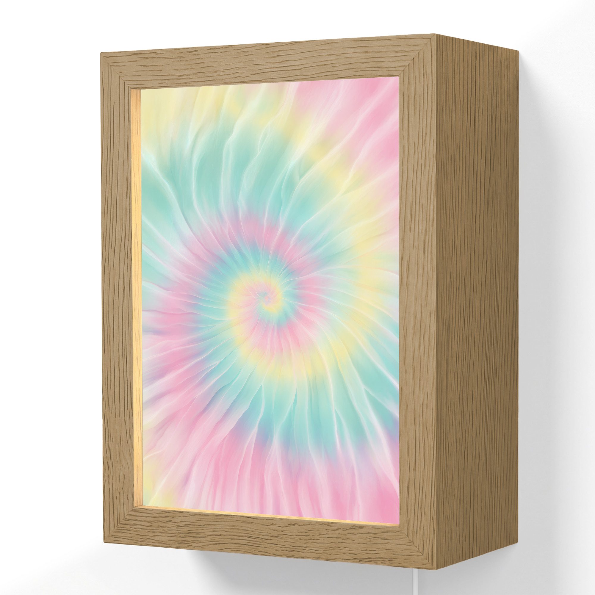 OnlyWow Wandleuchte Lightframe Pastelltöne - Krawattenfärbung - Rosa - Mädchen, Dimmbar, Farbwechsel, LED, Warmweiß, Kaltweiß, Neutralweiß Einstellbar, Wandlampe Innen, Dimmbar, mit Kabel, LED, Beleuchtung, Kinderzimmer