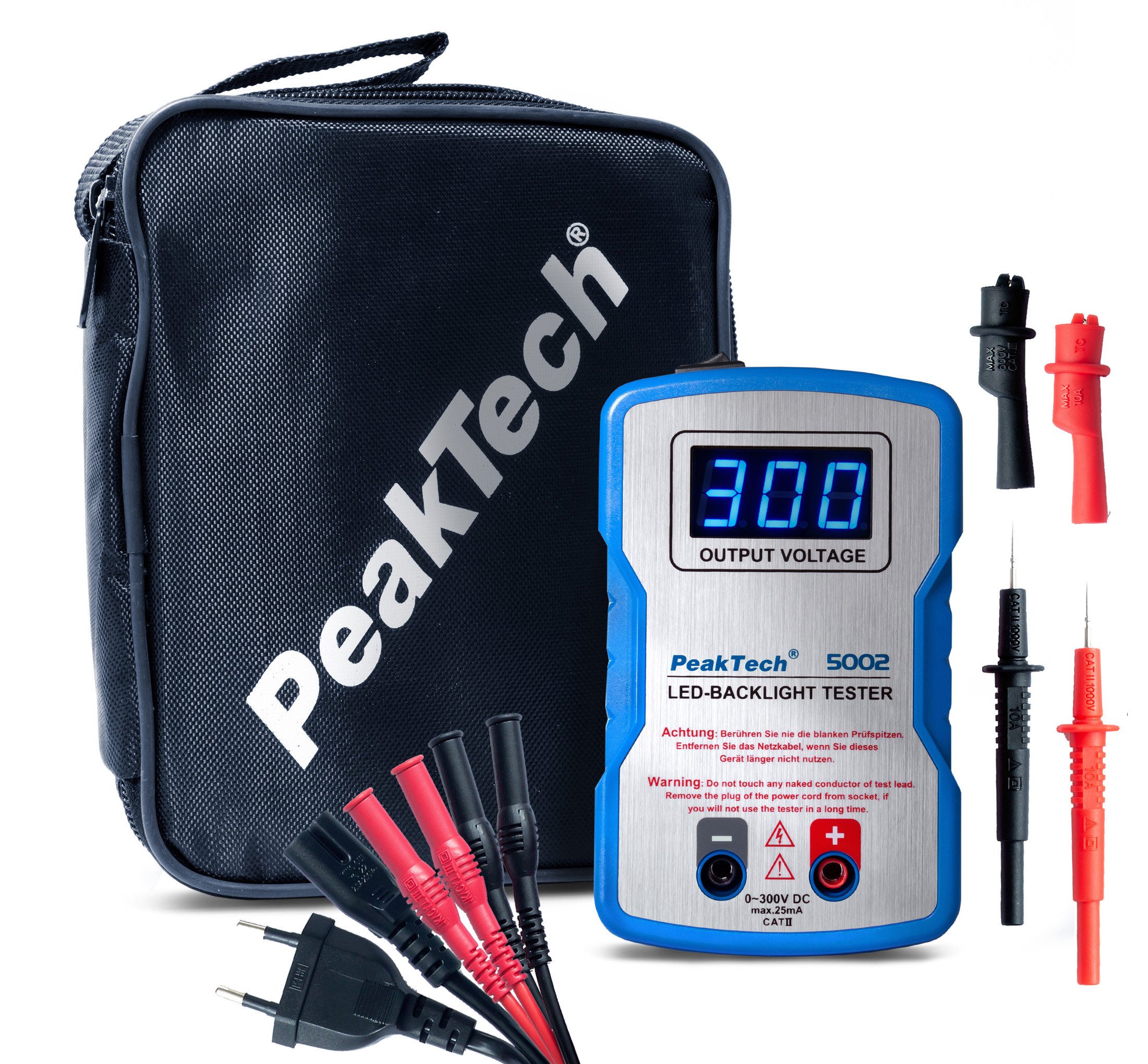 PeakTech Strommessgerät 300V DC LED Tester 0-300V DC, LED Lampen Bauteil Prüfer