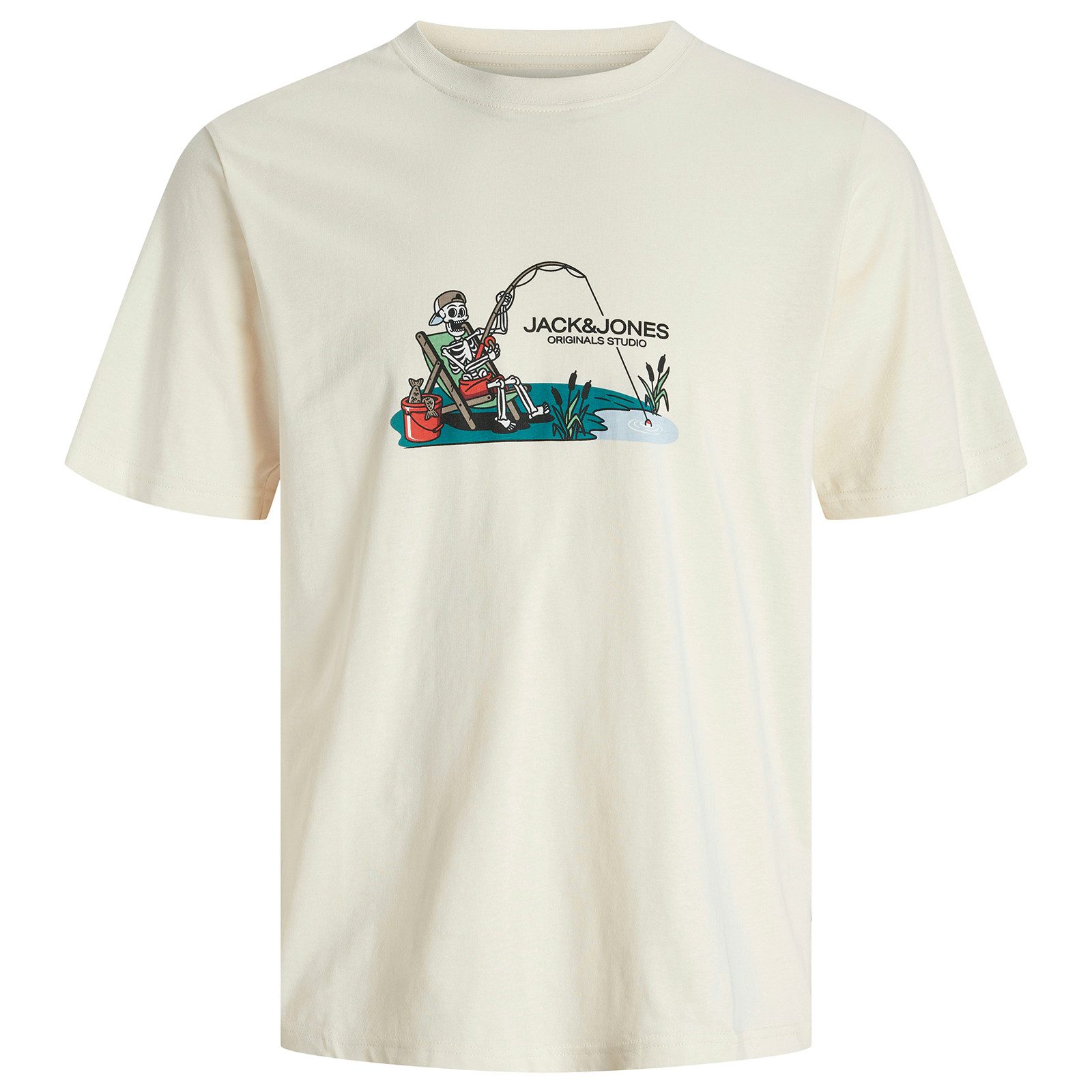 Jack & Jones Rundhalsshirt Jack&Jones T-Shirt creme Übergröße Totenkopfprin günstig online kaufen