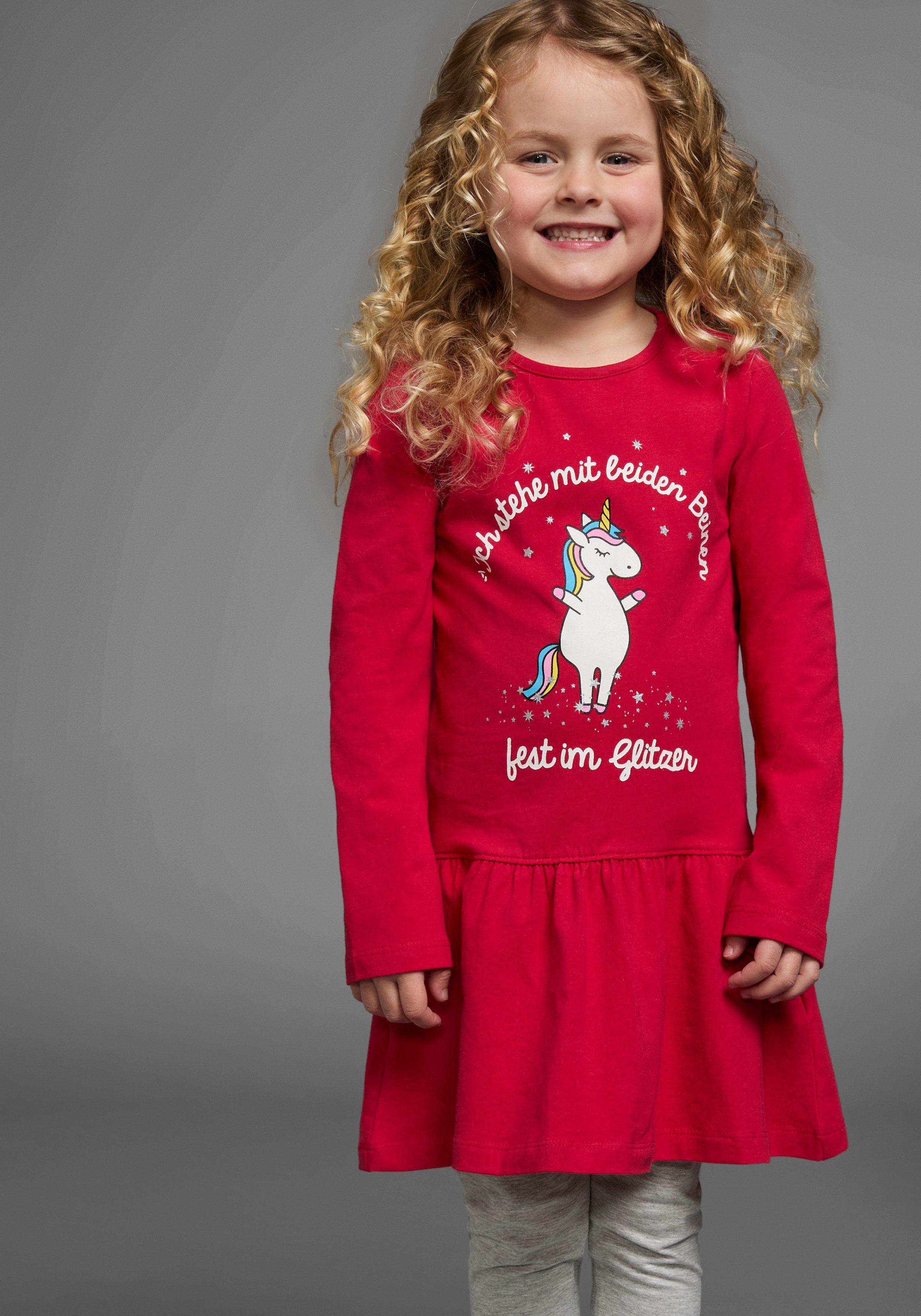KIDSWORLD Jerseykleid Einhorn festliche Anlässe, kniefreie Länge, aus Baumwollmischung
