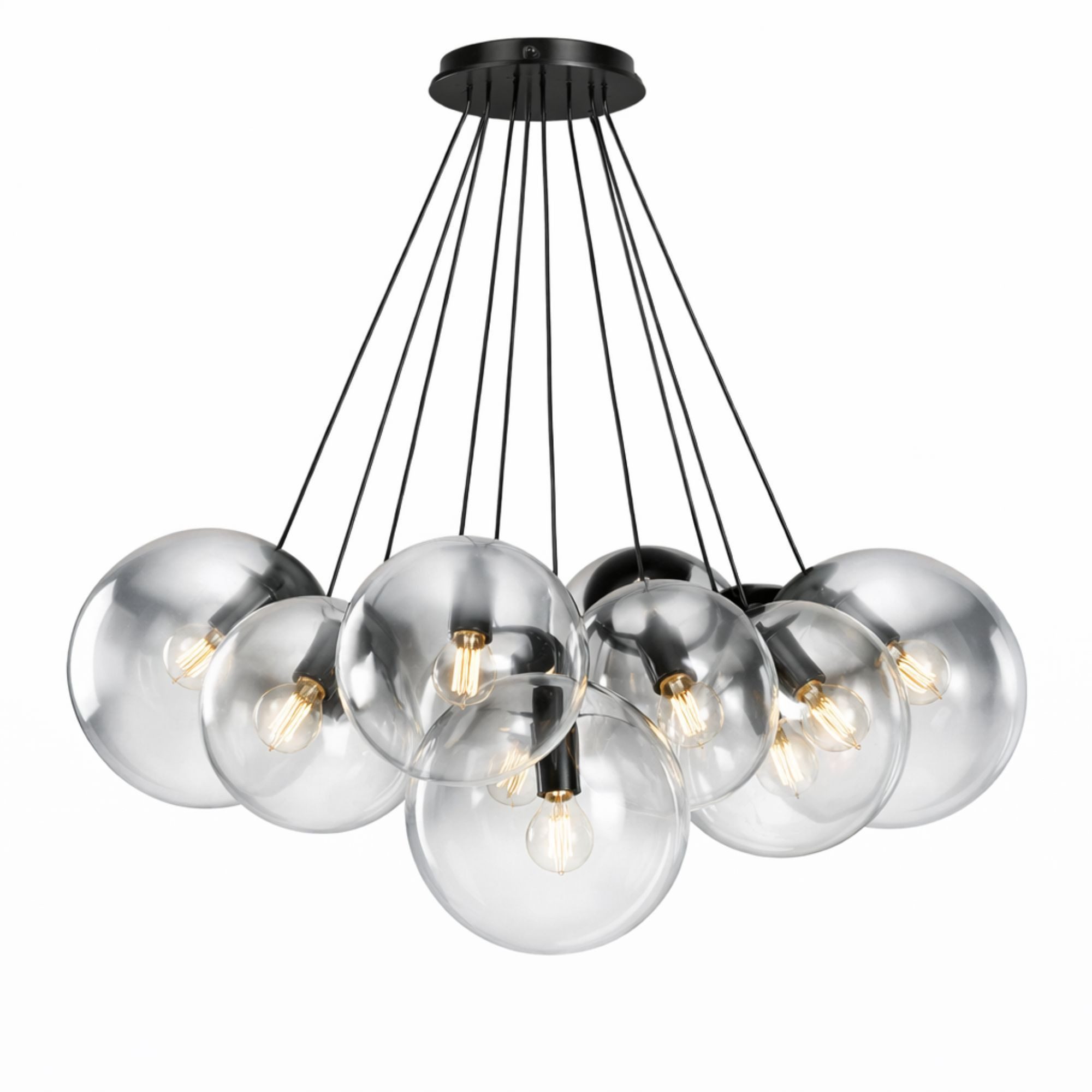 s.luce Pendelleuchte s.luce Orb Cluster Glas-Pendelleuchte 13-flammig 13x20cm Rauch Verlauf