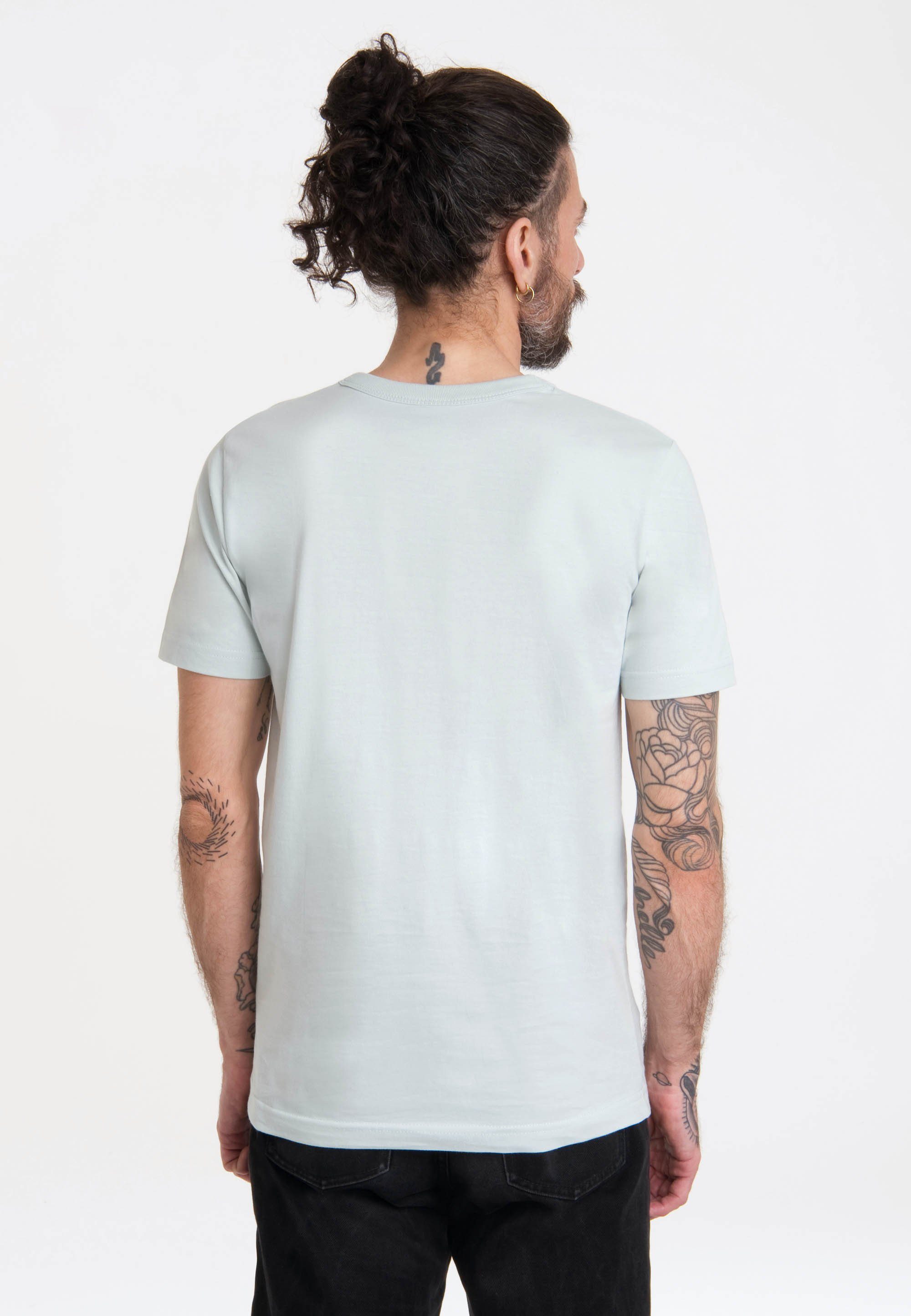 LOGOSHIRT T-Shirt Lucky Luke Retro-Print mit angesagtem hellblau