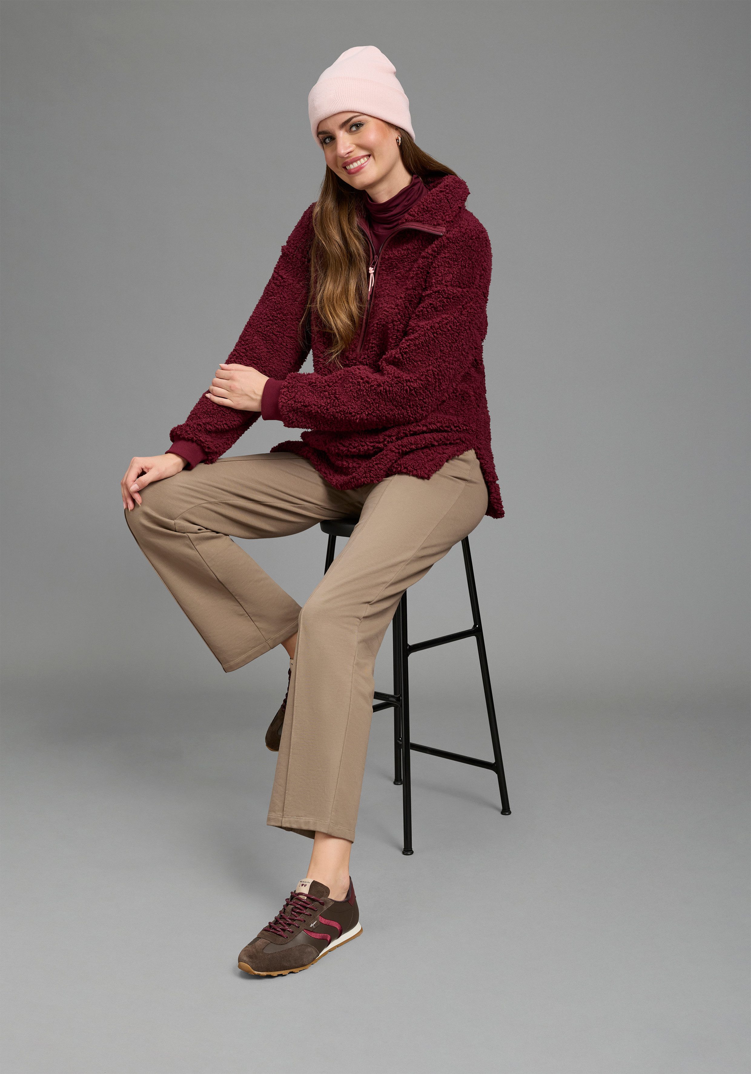 Laura Scott Fleecepullover (1-tlg) aus kuscheligem Teddyfleece mit Troyerkragen und Reißverschluss – Bild 5 von 5