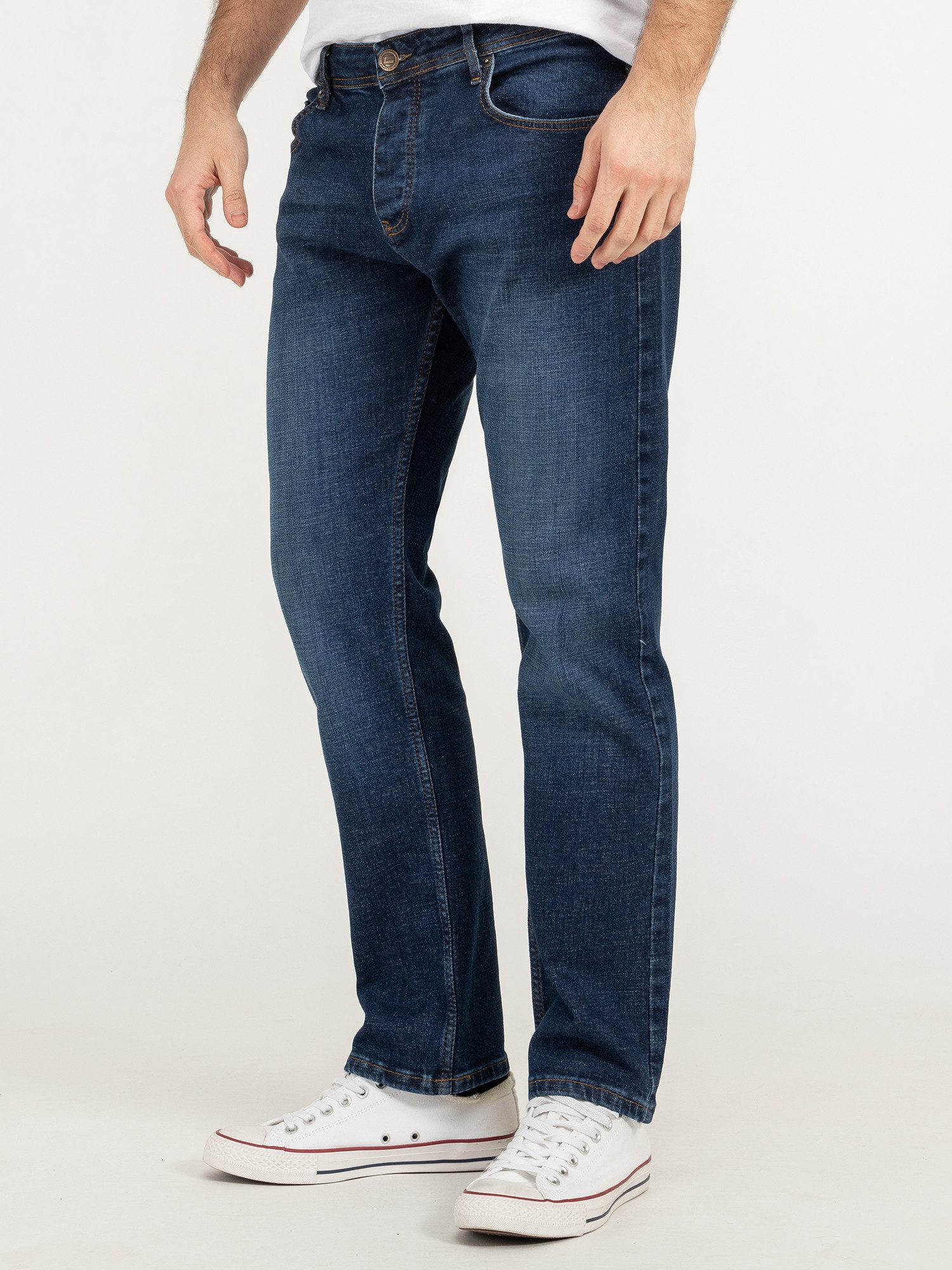 Lorenzo Loren Straight-Jeans Herren Jeans Stretch Blau LL-4008