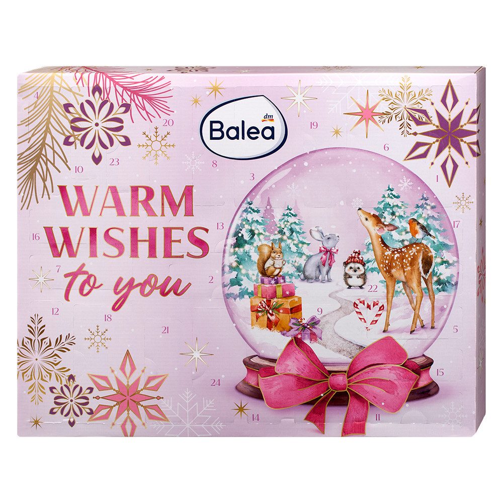 Balea Adventskalender Balea Adventskalender 2026 Warm Wishes (24-tlg), Beauty-Adventskalender mit 24 Pflege-Überraschungen