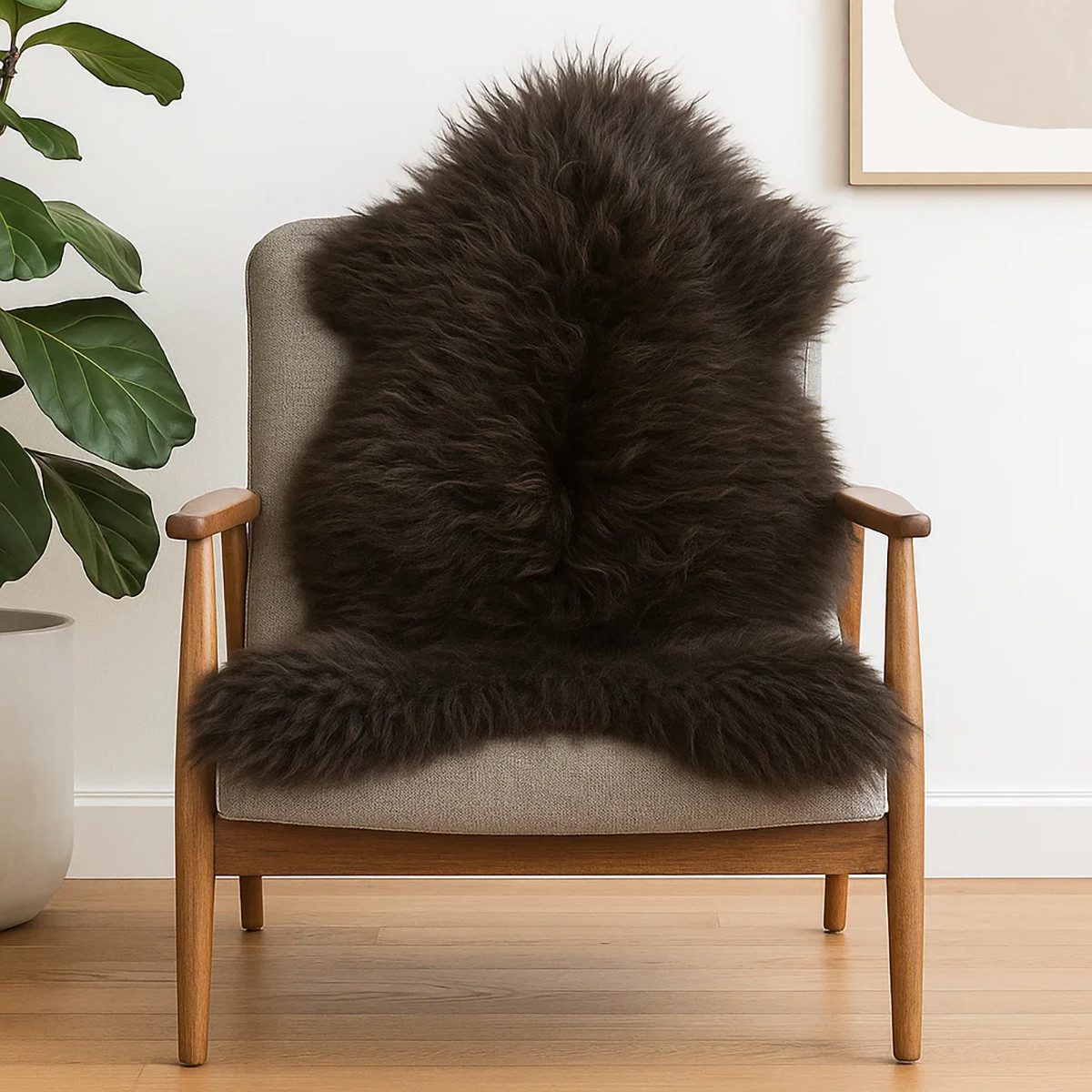 Provellus Fellteppich Echtes Island Schaffell – Dunkelbraun, Langhaar, ca. günstig online kaufen