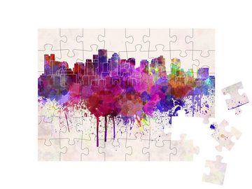 puzzleYOU Puzzle Boston Skyline als Aquarell, 48 Puzzleteile, puzzleYOU-Kollektionen Kunst & Fantasy