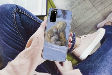 MuchoWow Handyhülle Eisbären - Schnee - Weiß, Phone Case, Handyhülle Samsung Galaxy S20, Silikon, Schutzhülle