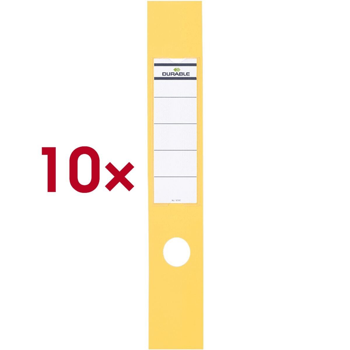 DURABLE Etiketten Ordofix, 10 Stück, breit (60x390 mm), selbstklebend, mit transparenter Tasche