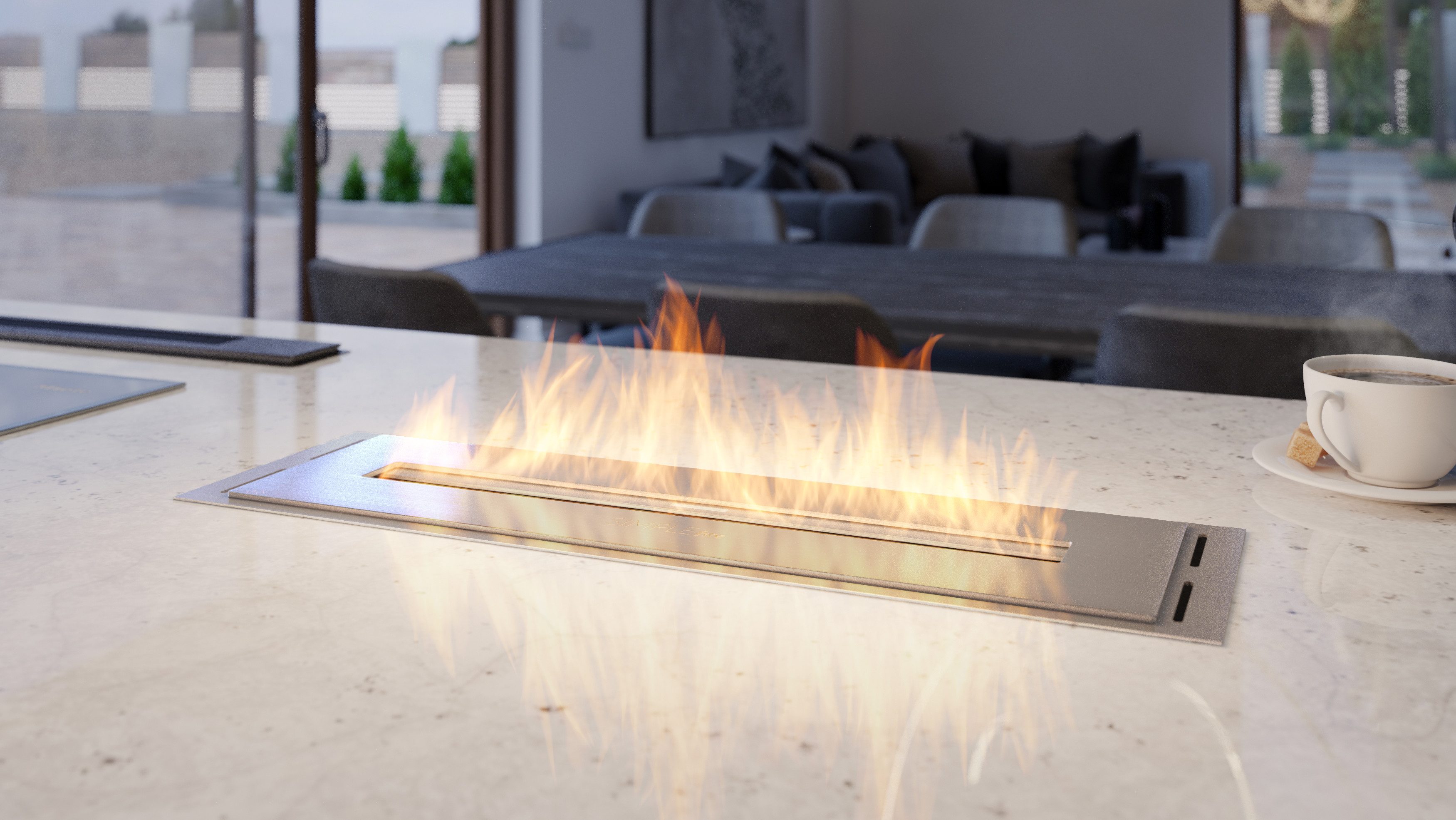 Infire Echtfeuer-Dekokamin Inbox Simple 500 Ethanolbrenner, bis 2 KW Heizleistung, TÜV zertifiziert