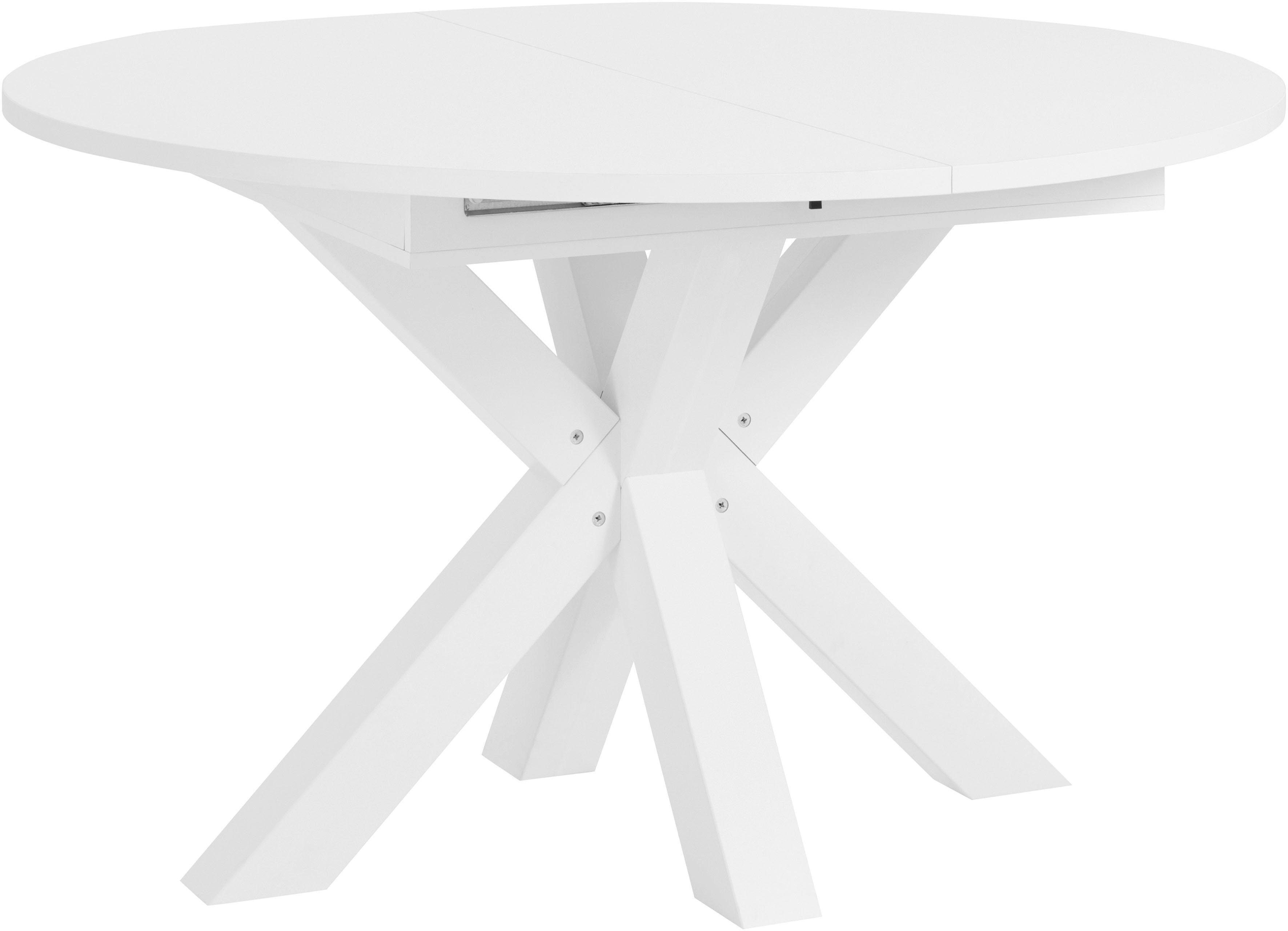 Mäusbacher Esstisch, Weiß lack Untergestell Sternform Tischplatte: matt