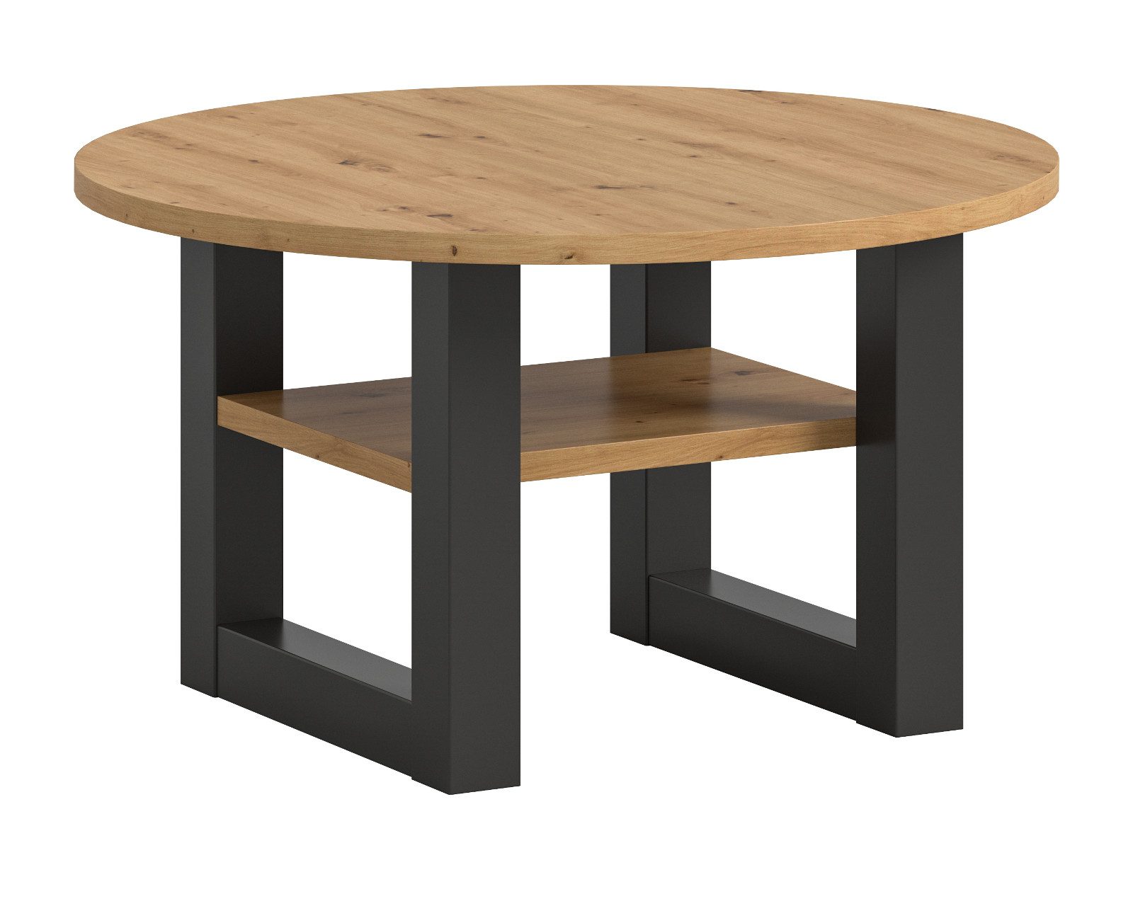 Inn.Furn Couchtisch Eldon (Wohnzimmer Tisch in Artisan Eiche, rund, Ø 75 cm), Industrial Design