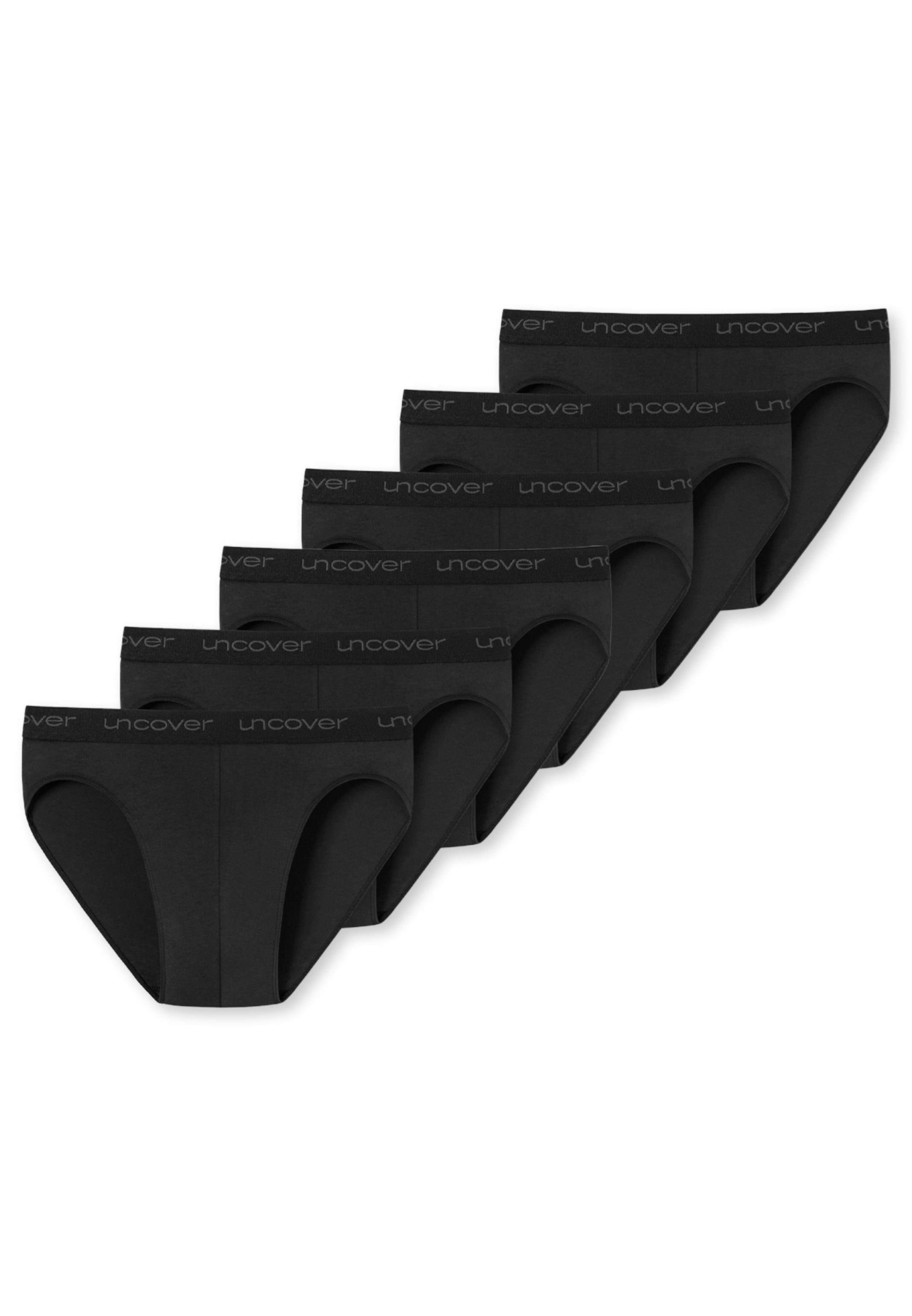 uncover by SCHIESSER Slip 6er Pack Basic (Spar-Set, 6-St) Rio Slip / Unterhose - Baumwolle - Ohne Eingriff - Schwarz