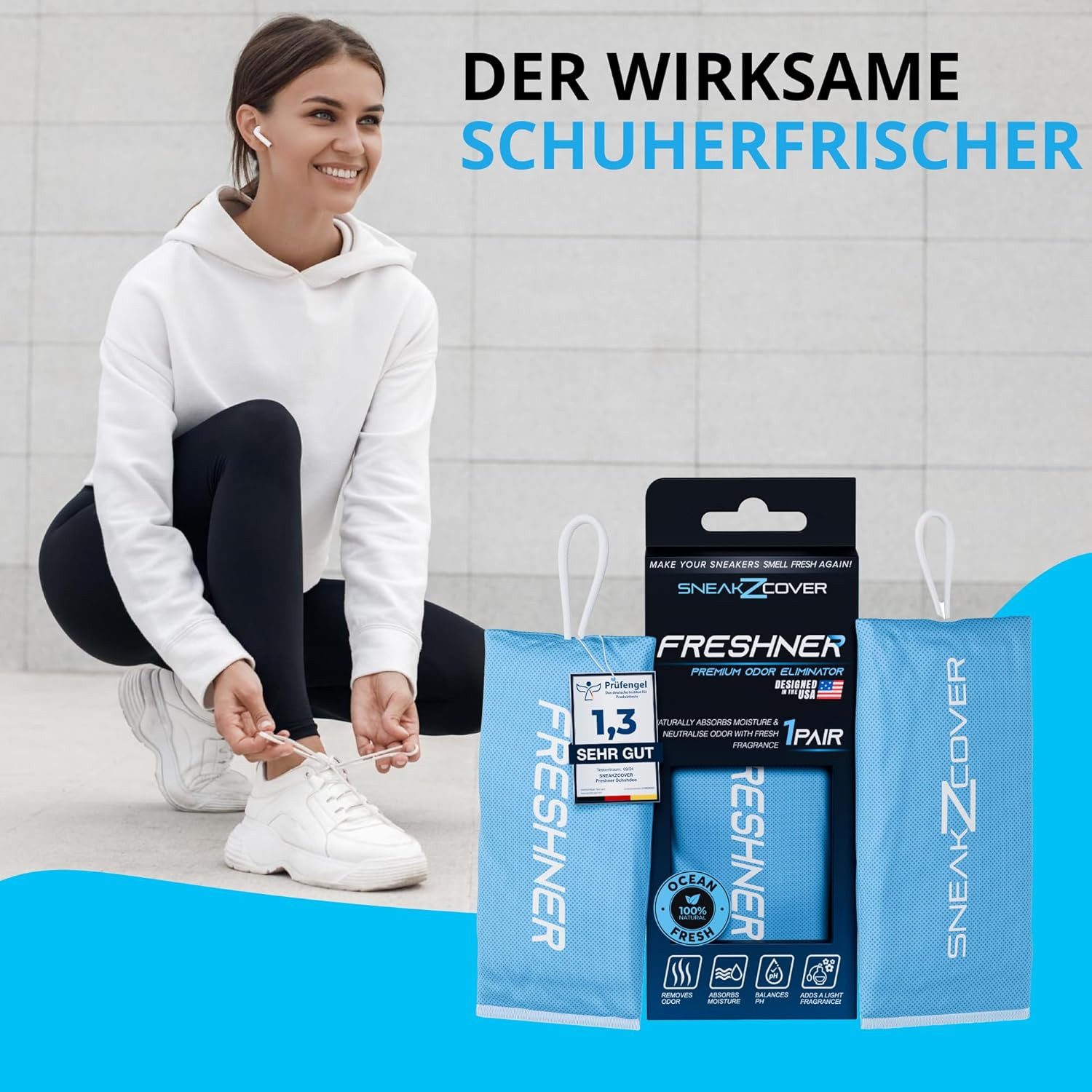 SneakZcover Schuhdeo gegen Geruch und Schweiß Antibakteriell, Effektiver Schuh Deo für Sportschuhe, Sneaker und Schuhschrank