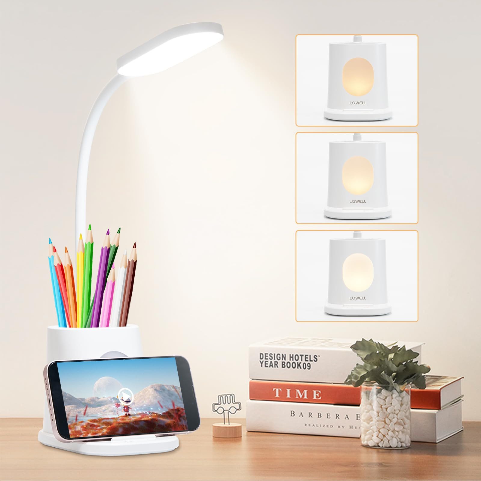 LQWELL LED Schreibtischlampe 4 in 1 LED Schreibtischlampe USB Aufladbar, LE günstig online kaufen