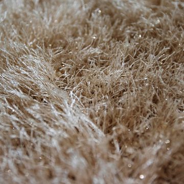 Teppich Einfarbiger Hochflor-Teppich, glänzend& weich, beige, Carpetia, rechteckig, Höhe: 70 mm, Allergiker geeignet, Fußbodenheizungsgeeignet
