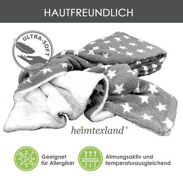 Wohndecke Flauschige Sterne Kuscheldecke 150x200 Sofadecke, heimtexland, mit kuschelig weicher Sherpa Fell Rückseite I Anthrazit