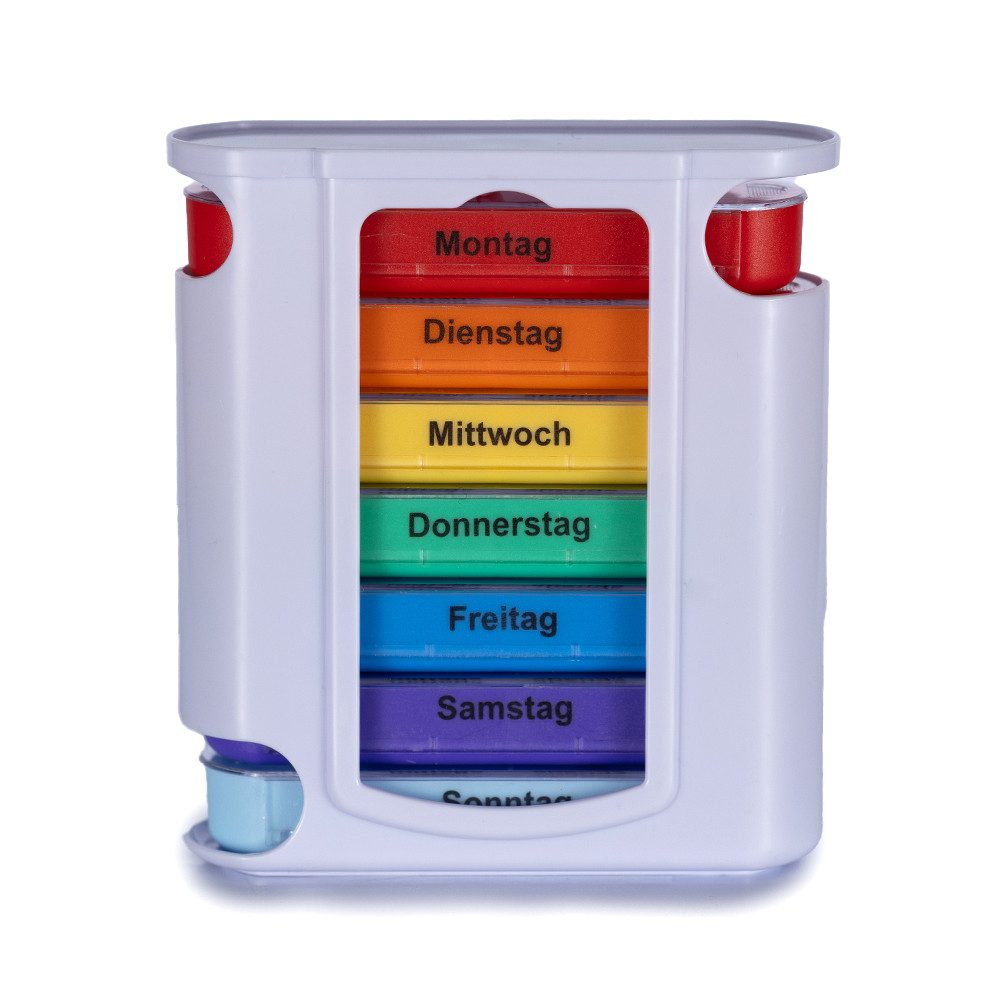 laro Pillendose Tablettenbox Bunt 7 Tage – 4 Fächer – 3/4/6/12/24/48/96 Stück (2 St)