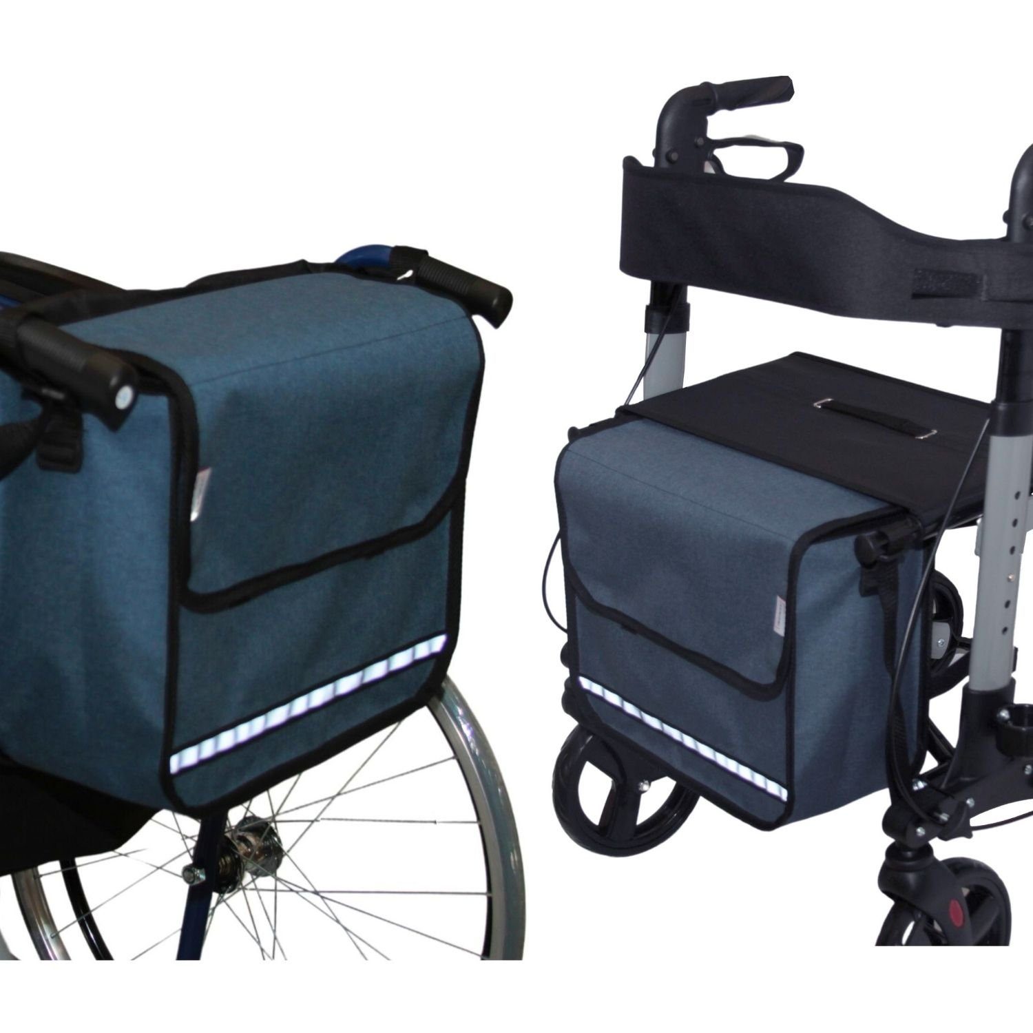 Seniori Aufbewahrungstasche SENIORI Rollator / Rollstuhl Tasche Rollatortasche Rollstuhltasche, 5F. Blau - Flex