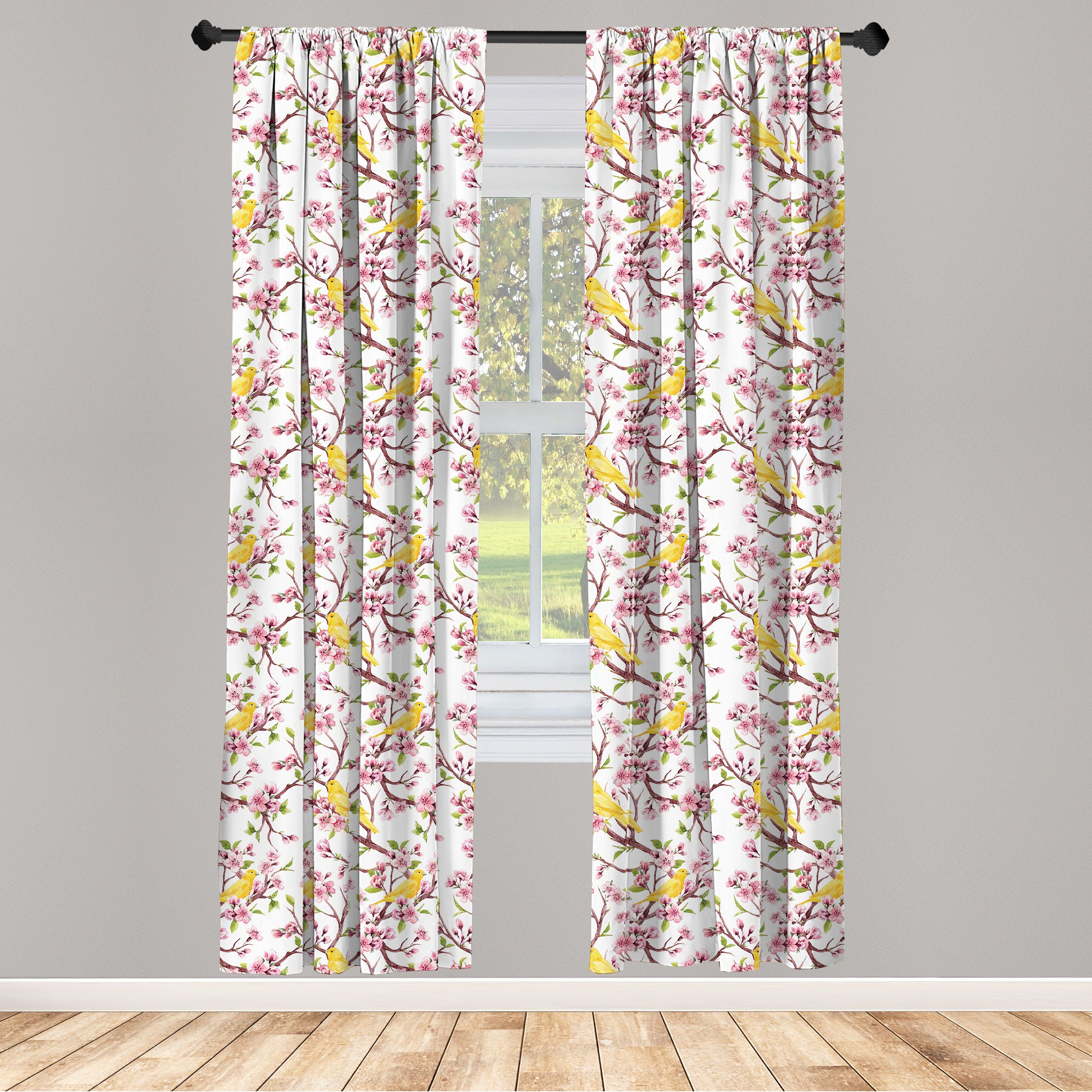 Gardine Vorhang für Wohnzimmer Schlafzimmer Dekor, Abakuhaus, Microfaser, Kirschblüte Frühling Konzept