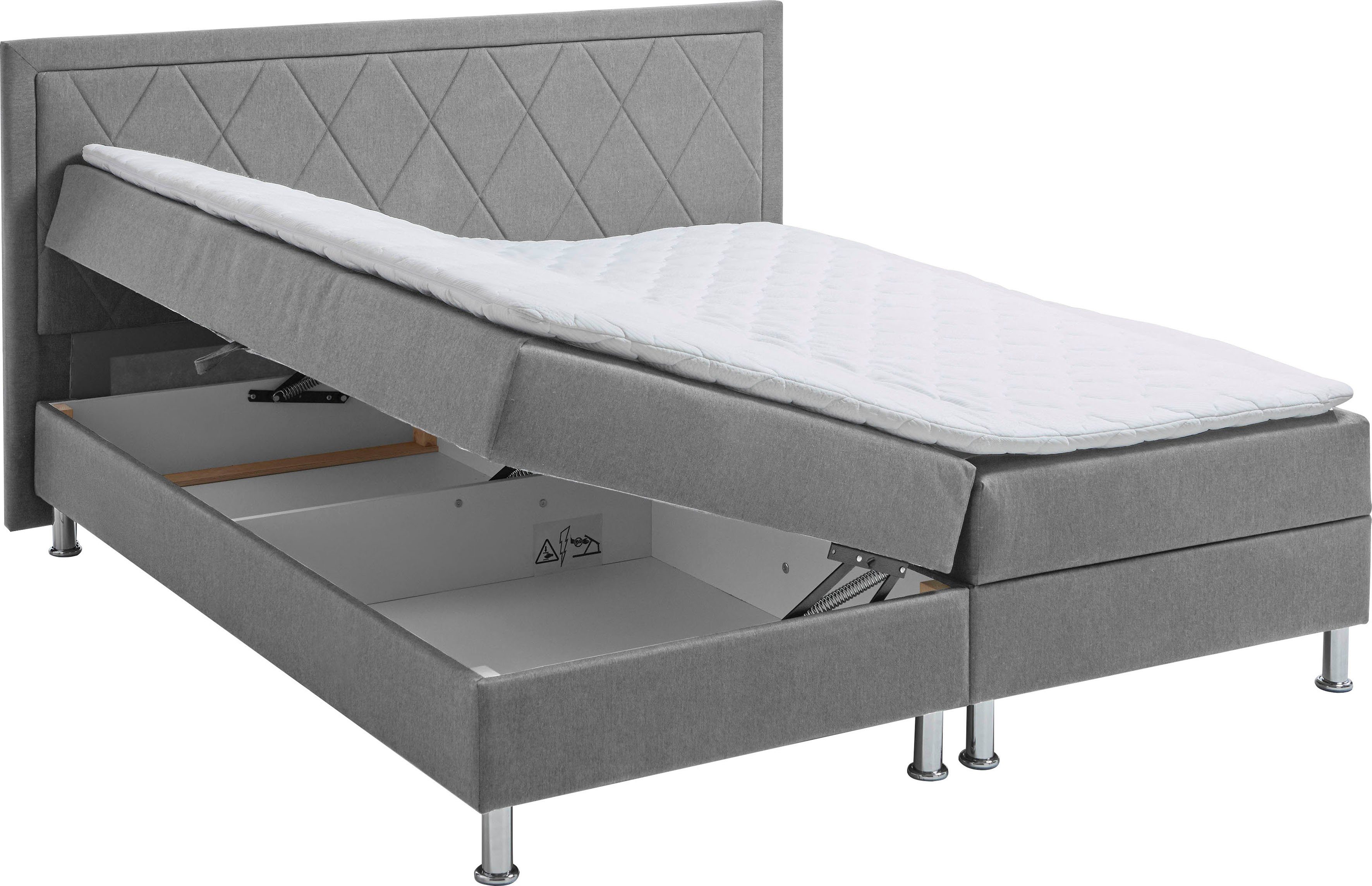 ATLANTIC home collection Boxbett Helen, Tonnentaschenfederkern-Matratze und Topper, wahlweise mit Bettkasten