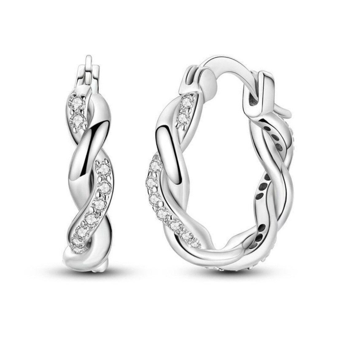 ELLAWIL Paar Creolen geflochtene Ohrcreolen Ohrschmuck Damenohrringe Creole Hoop Zirkonia (GESCHENKIDEE), inklusive Geschenkschachtel