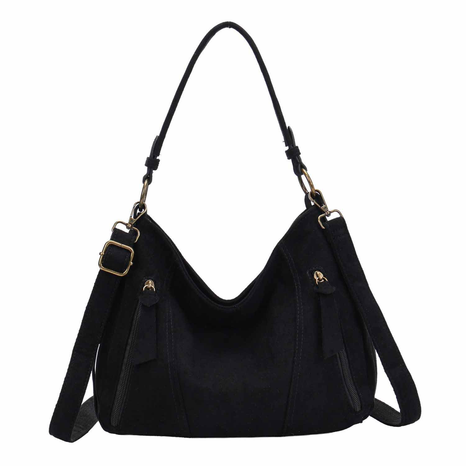 ITALYSHOP24 Schultertasche Damen Tasche Shopper Hobo-Bag Crossbody CrossOver, als Handtasche, Umhängetasche, Shopper tragbar