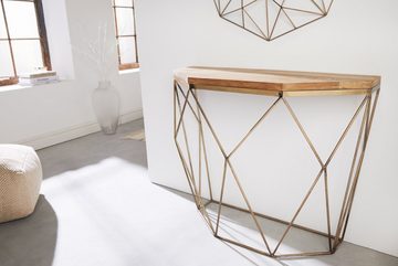 riess-ambiente Konsolentisch DIAMOND 90cm natur / messing (Einzelartikel, 1-St), Wohnzimmer · Massivholz · Metall · Handmade · Industrial Design