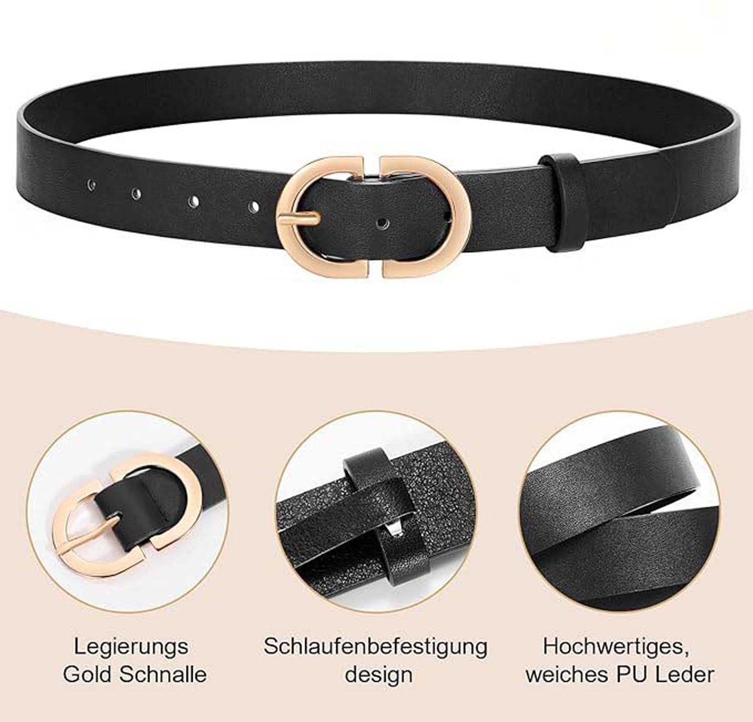 Zaewry Ledergürtel Damen Kunstleder Gürtel Vielseitiger Skinny Taillengürte günstig online kaufen
