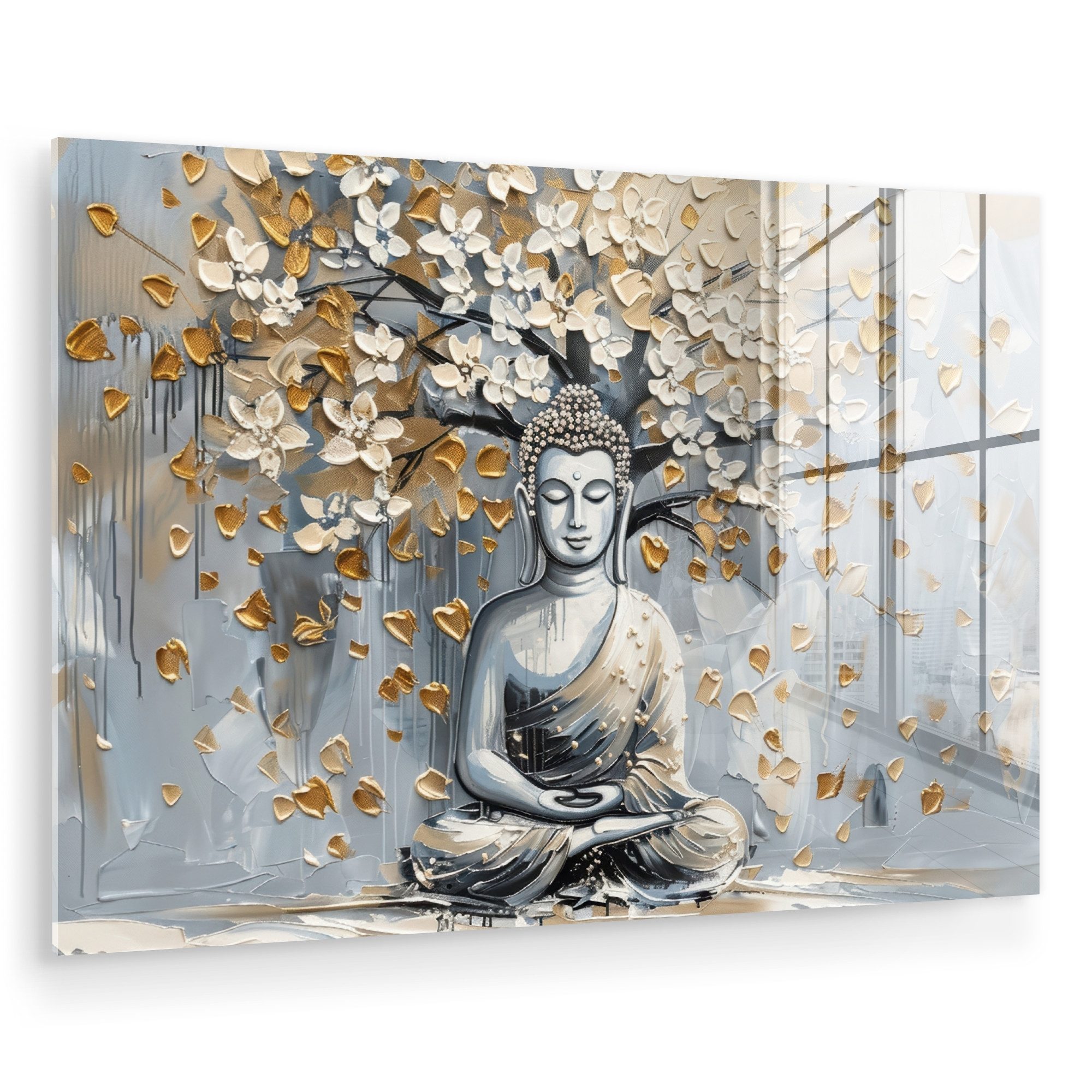 MuchoWow Acrylglasbild Buddha - Blumen - günstig online kaufen