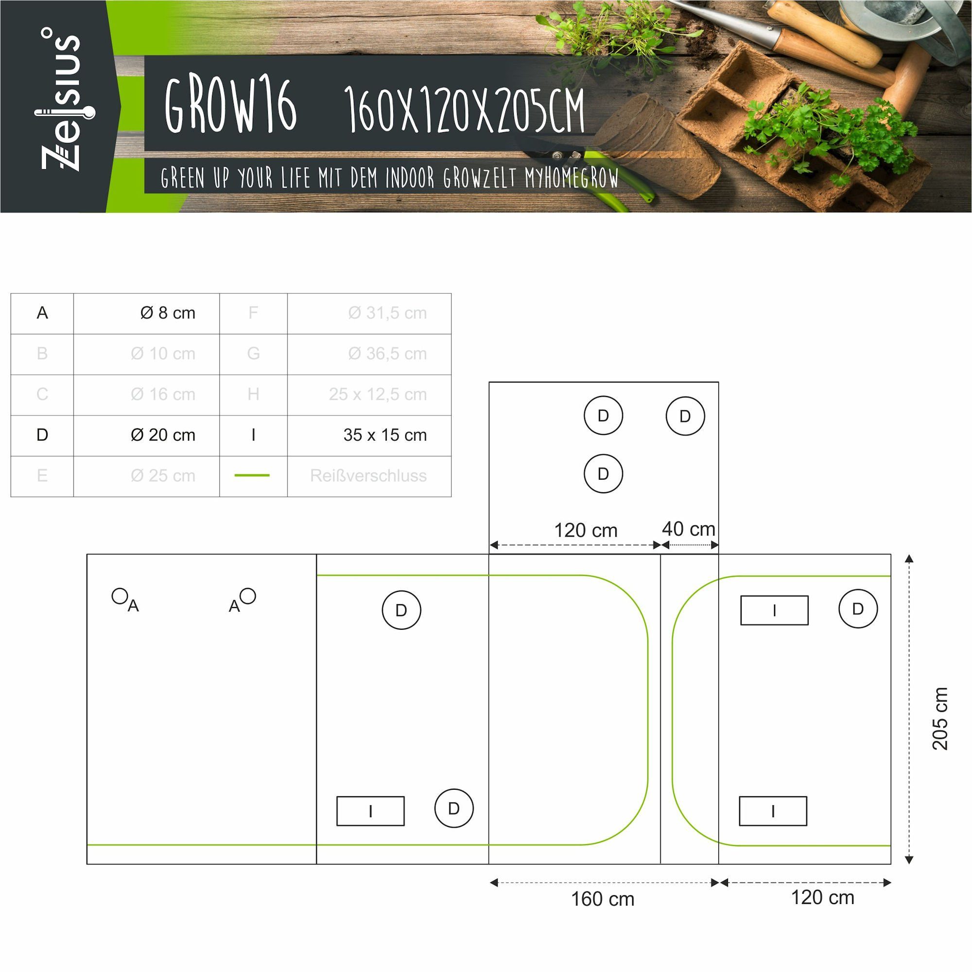 Zelsius Gewächshaus Grow Tent 160 x günstig online kaufen