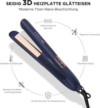 PARWIN PRO BEAUTY Glätteisen 32 MM Locken und Glätten Haarglätter, Nano-Titan-Beschichtung Keramik-Beschichtung, Breit Seidige 2 in 1 Glätteisen Locken mit LCD Display 130℃-230℃