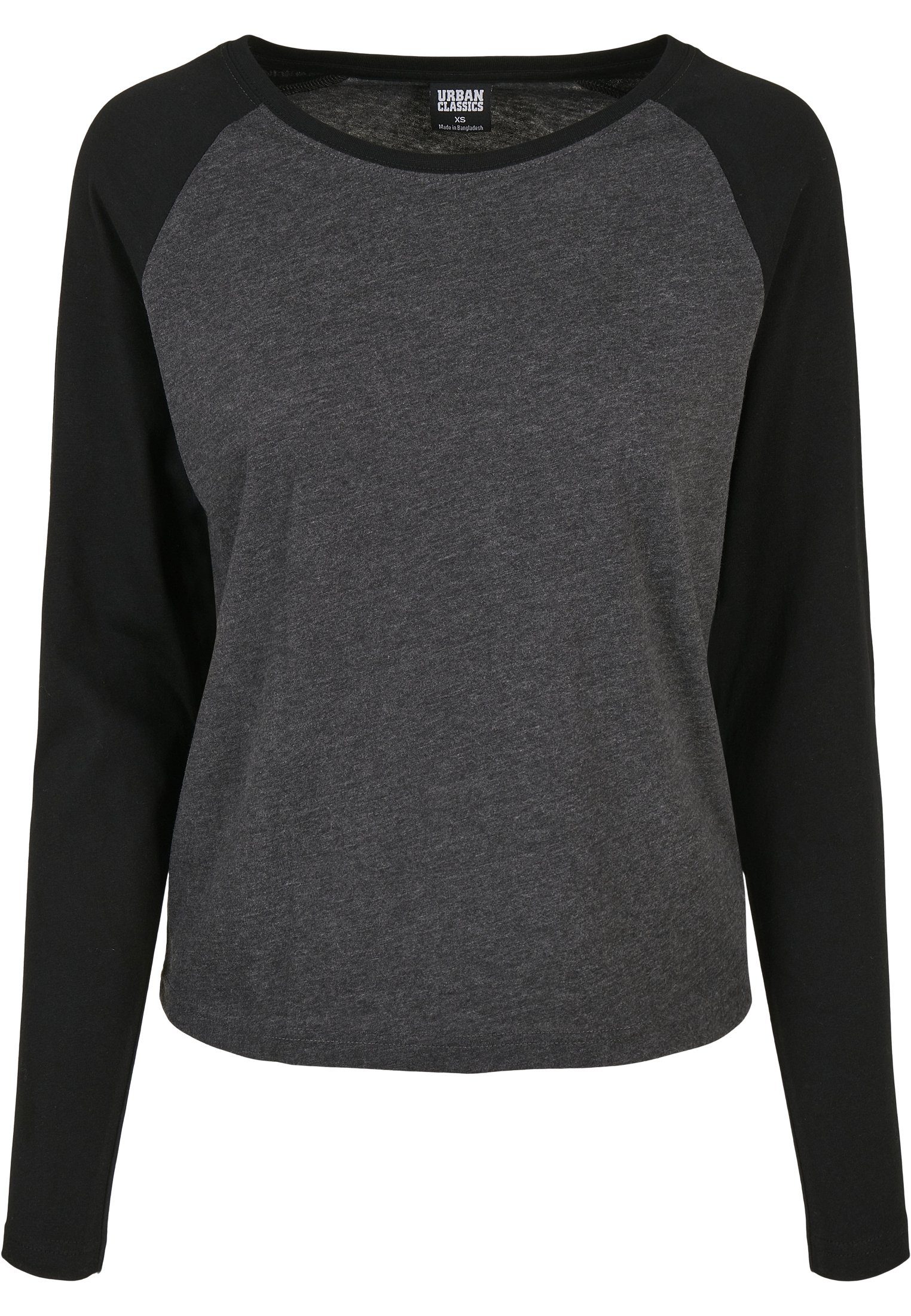 Langarmshirt charcoal/black Contrast Raglan CLASSICS Damen Longsleeve (1-tlg) Ladies URBAN