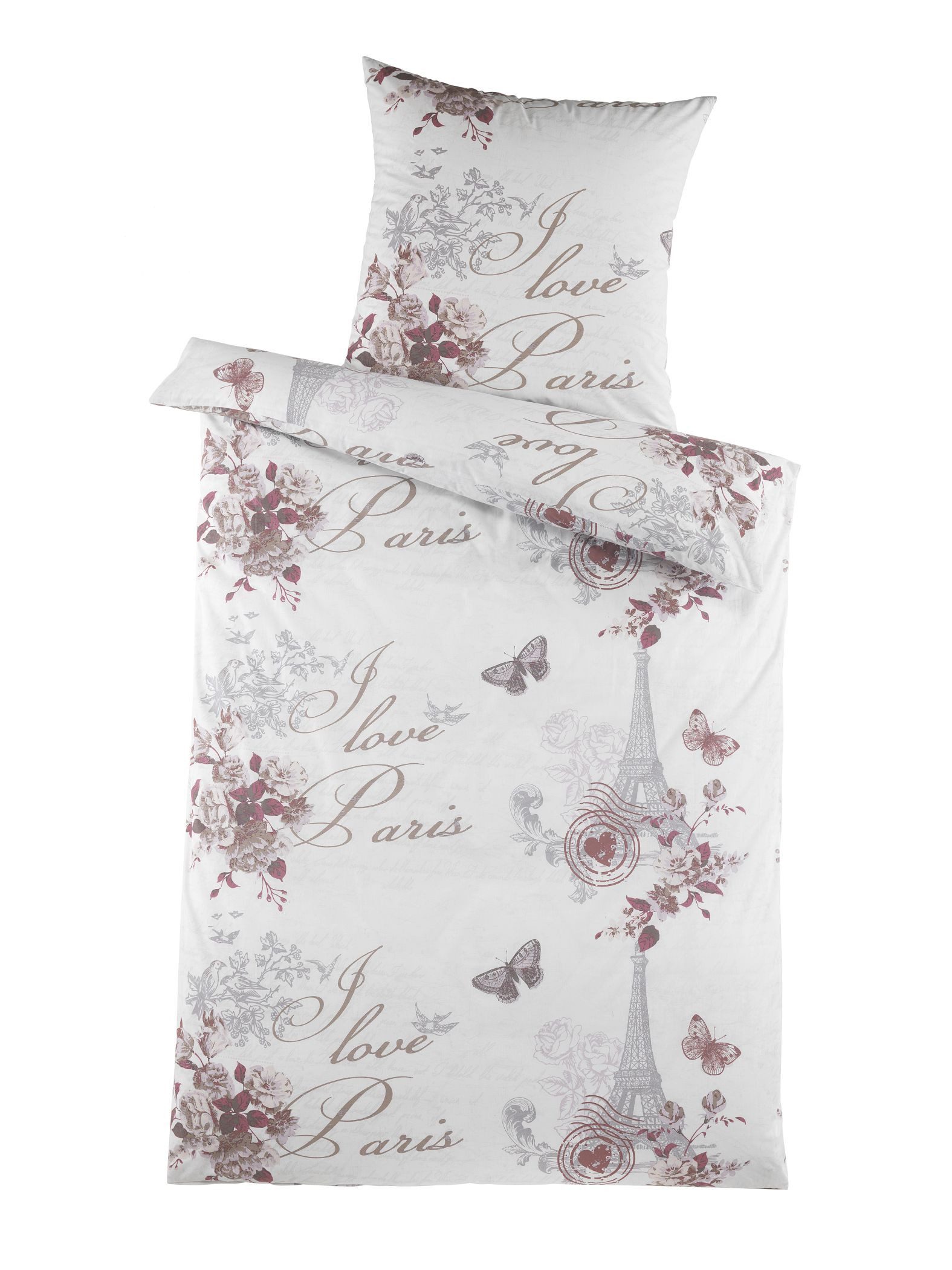 Optidream Bettwäsche Set Renforcé 135x200 Design Madeleine, Renforcé, 2 teilig, Sommer Geschenke Idee Frauen Männer weich sale Reißverschluss Partner