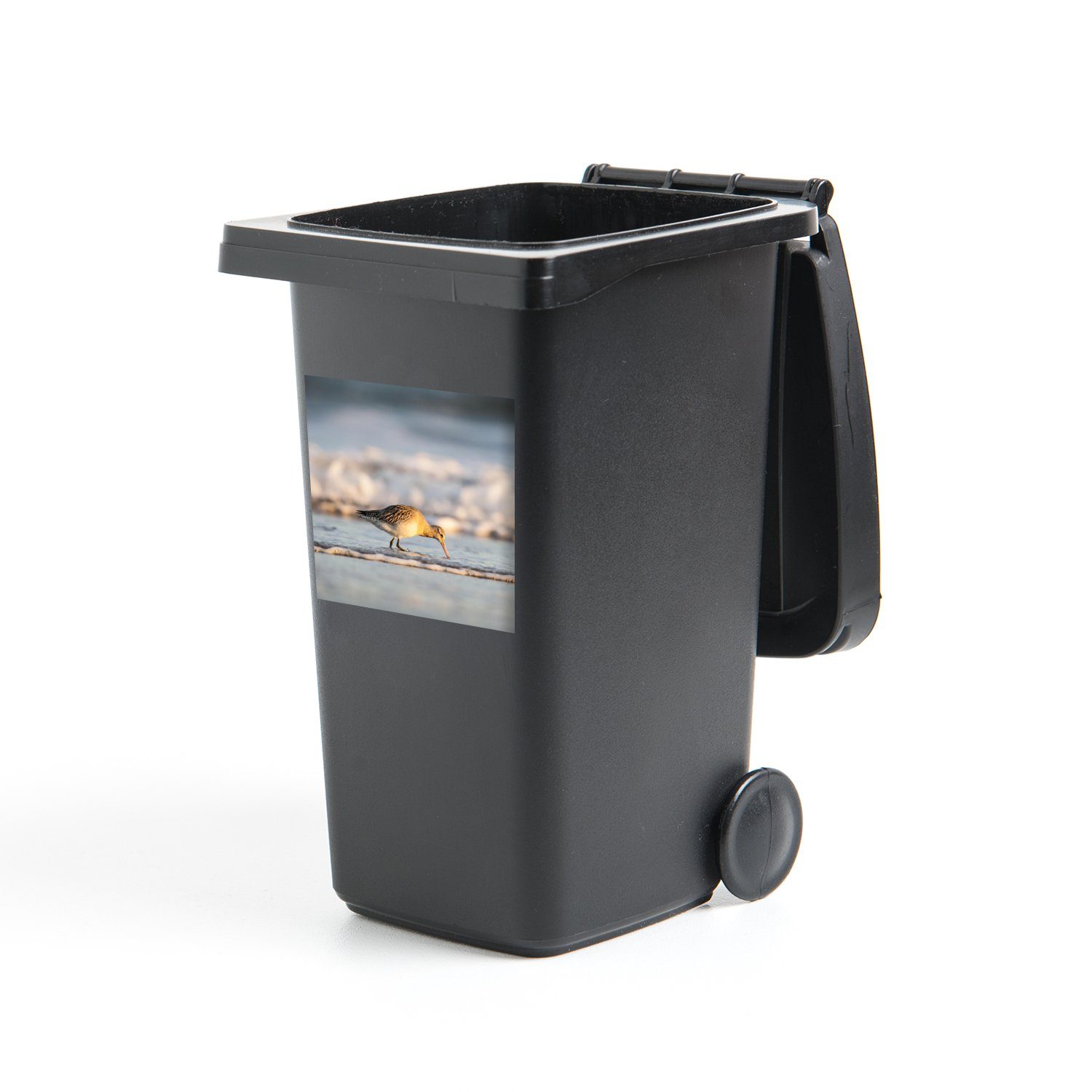Uferschnepfe Abfalbehälter am Sticker, Wandsticker (1 Mülltonne, rollenden Container, St), MuchoWow Mülleimer-aufkleber, Meer