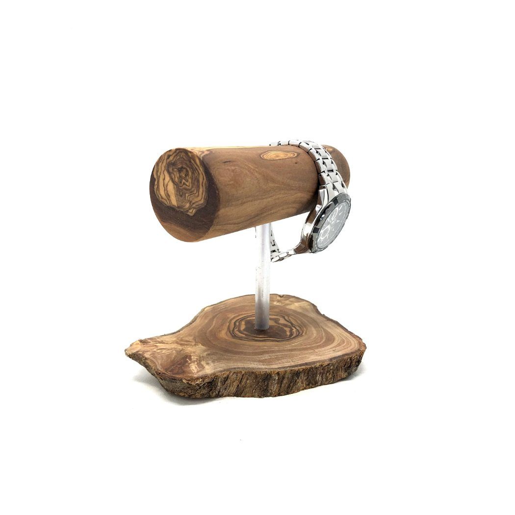 Olivenholz-erleben Uhrenrolle Uhrenhalter LUXURY aus Olivenholz – edle Präsentation für Armbanduhren (1 St), Die runde Form, ø 4,5 cm, schützt das Uhrenarmband vor Knicken