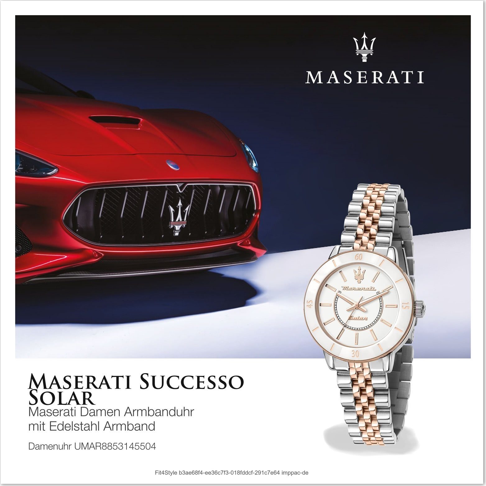 MASERATI Chronograph Maserati Edelstahluhr Gehäuse, weiß (ca mittel rundes Damenuhr 32mm) Edelstahlarmband, Chronograph, Weiß