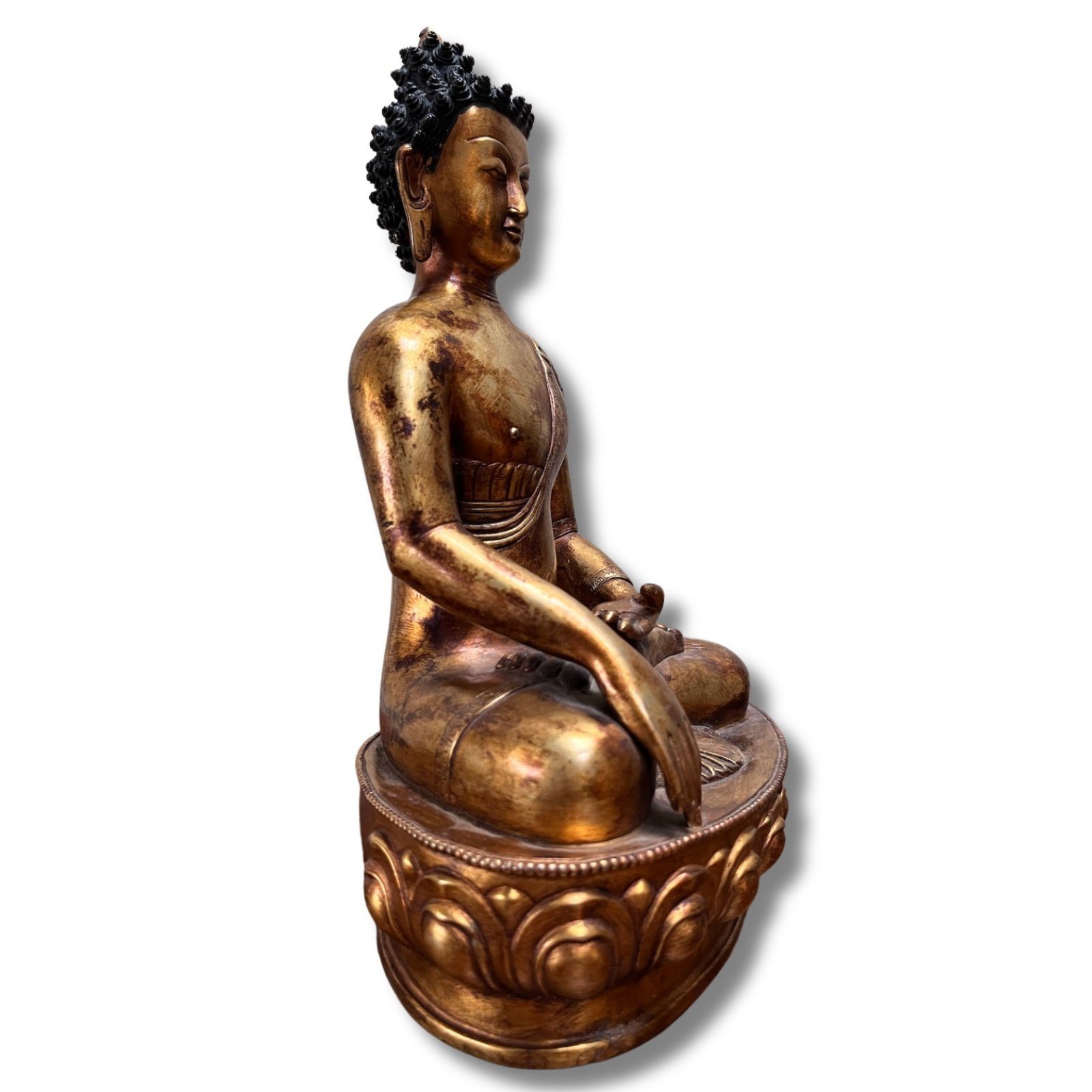 Asien vergoldete Figur groß LifeStyle Buddhafigur Buddha Tibet 31cm Qualität Skulptur Bronze